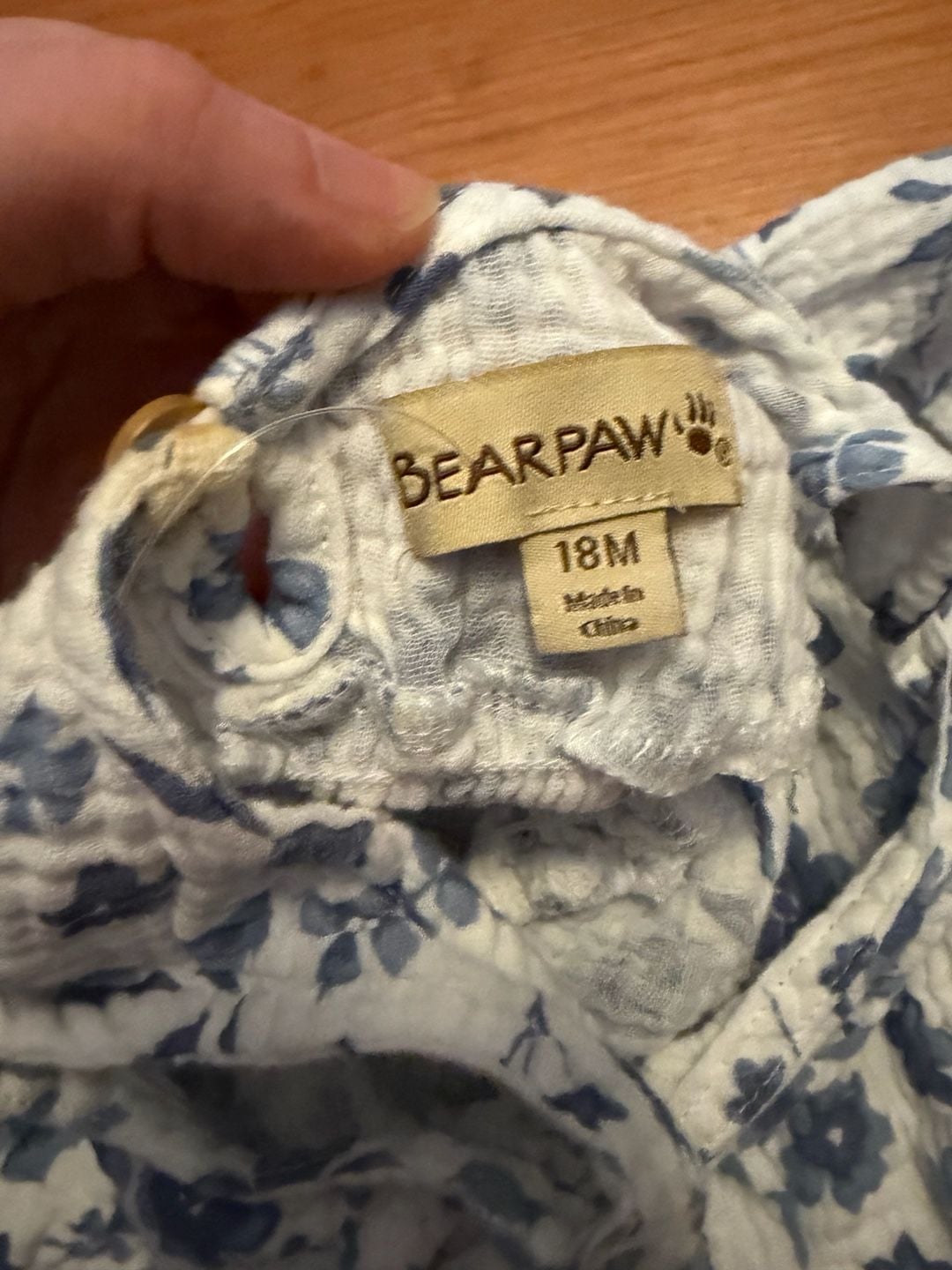 Bearpaw Floral Dress Size 18M Blue White Tiered Gauze 4