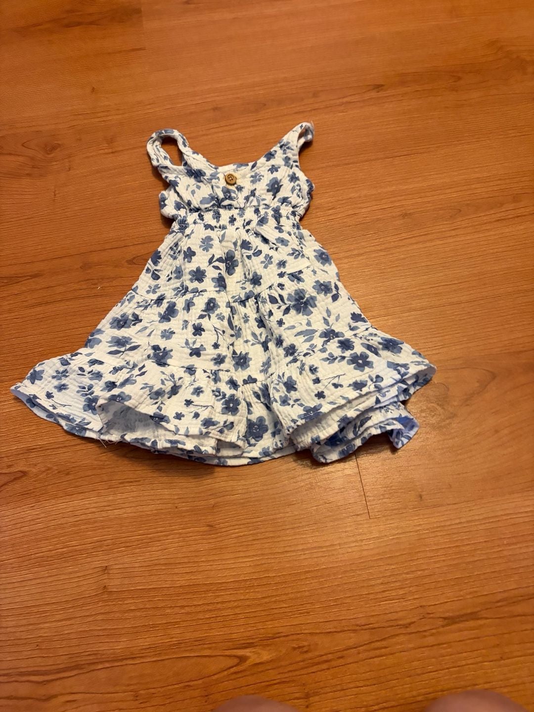 Bearpaw Floral Dress Size 18M Blue White Tiered Gauze 5