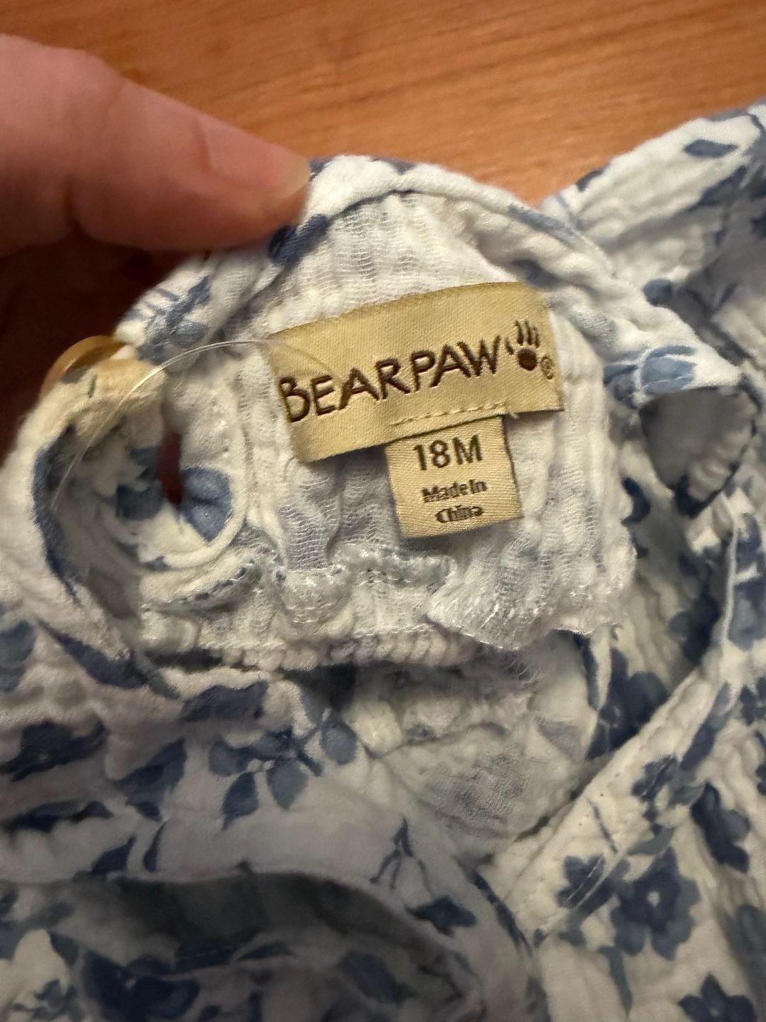 Bearpaw Floral Dress Size 18M Blue White Tiered Gauze 6