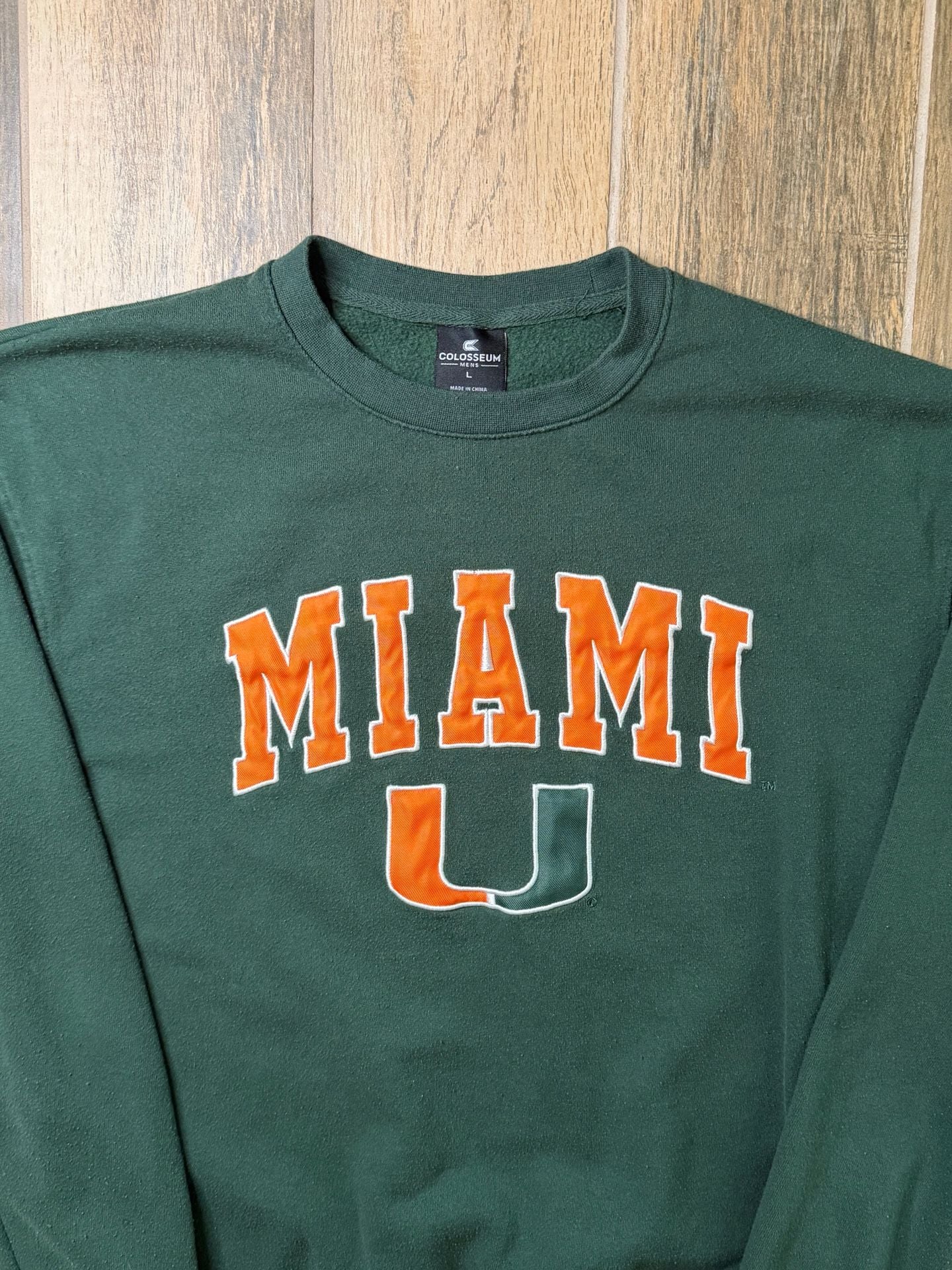 Miami Hurricanes Sweatshirt Size L Green Crewneck 2