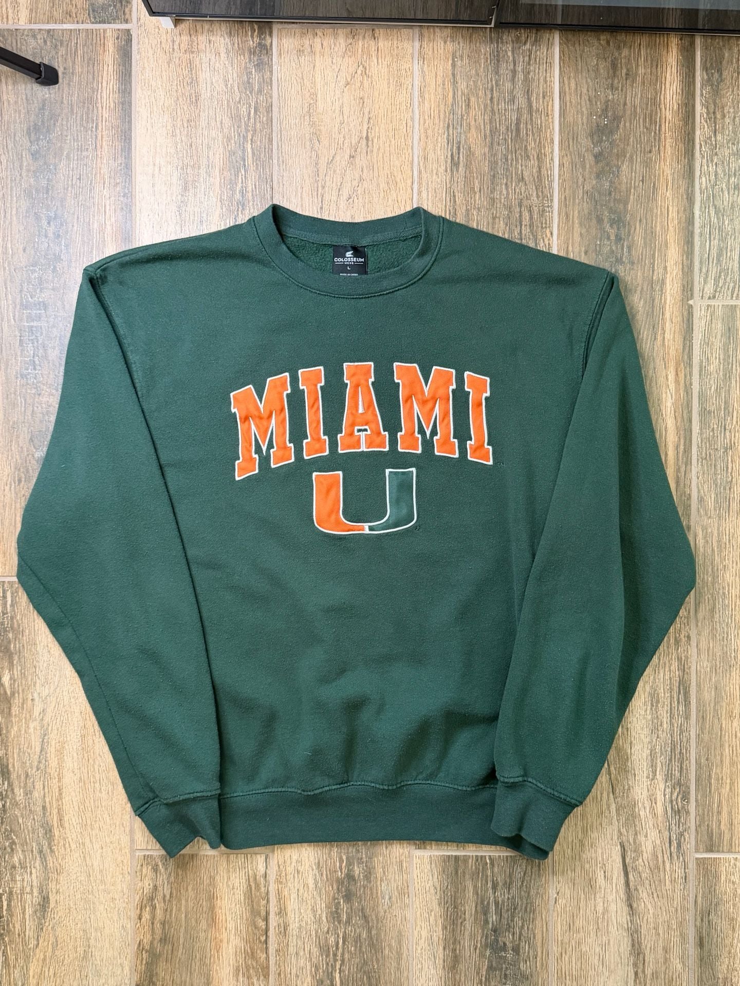 Miami Hurricanes Sweatshirt Size L Green Crewneck 3