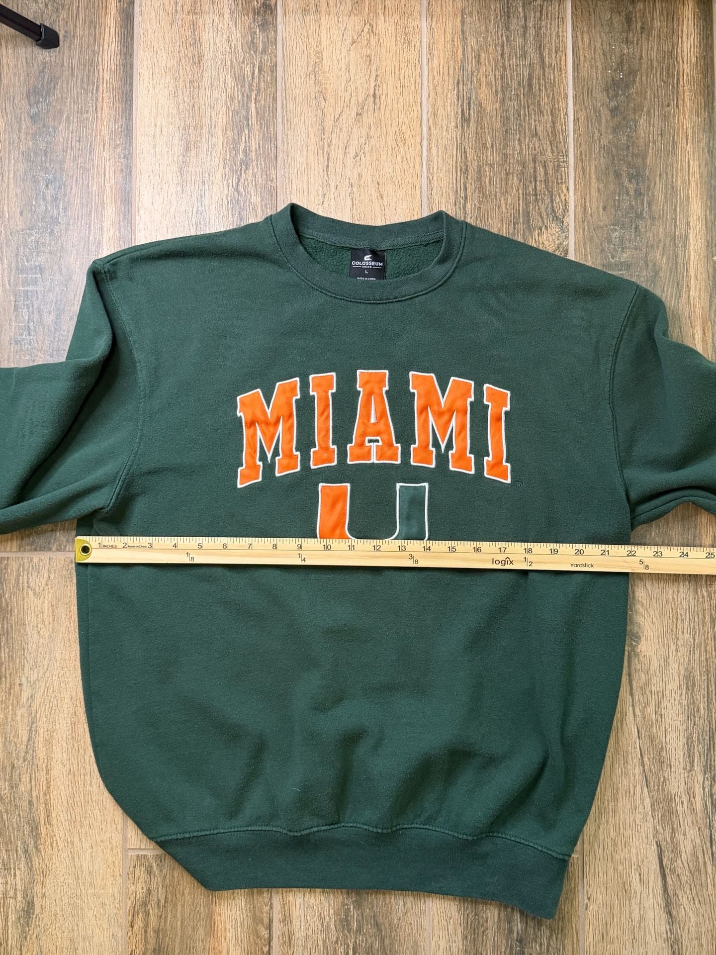 Miami Hurricanes Sweatshirt Size L Green Crewneck 5