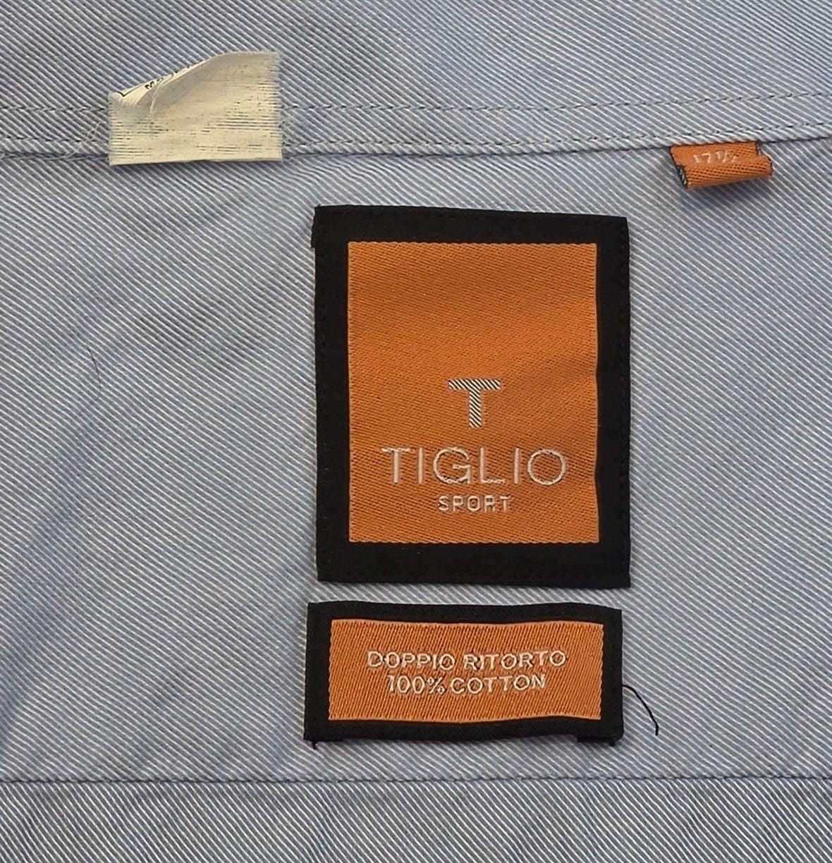 Tiglio Uomo Long Sleeve Dress Shirt Size 17.5 Collar 34/35 Blue 7