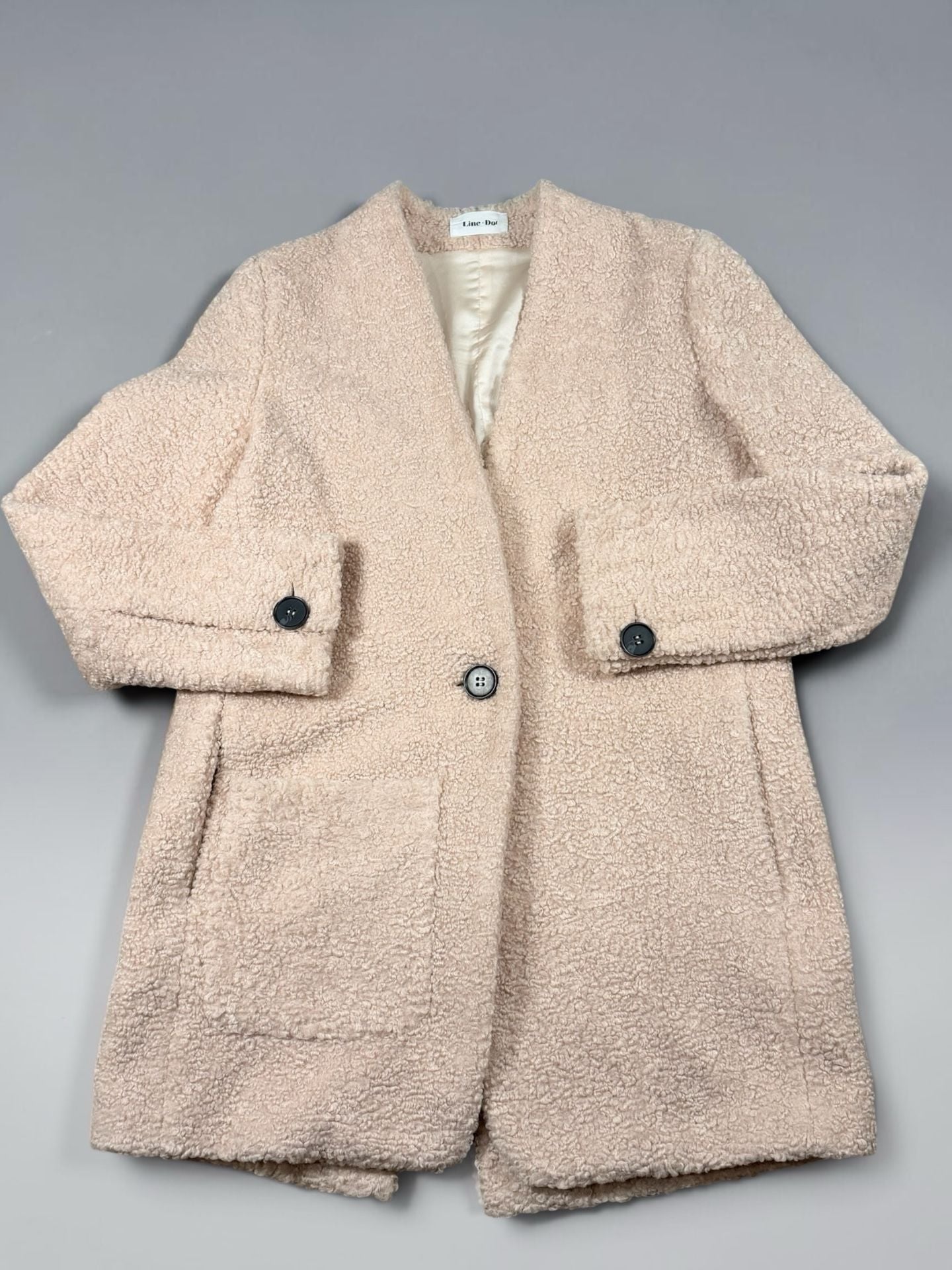 Line + Dot light pink Sherpa Fuzzy Teddy Coat Jacket Outerwear 3