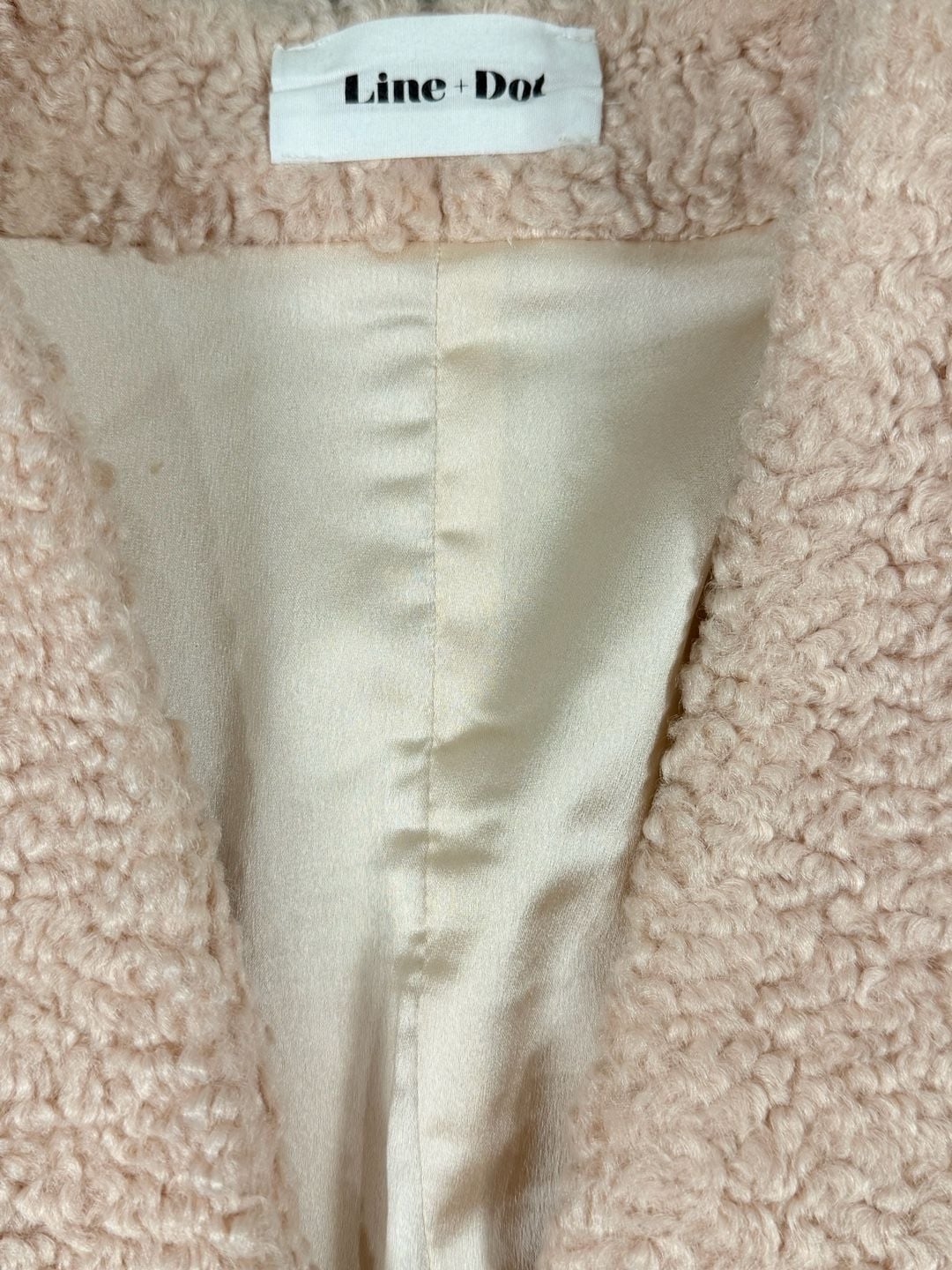 Line + Dot light pink Sherpa Fuzzy Teddy Coat Jacket Outerwear 4