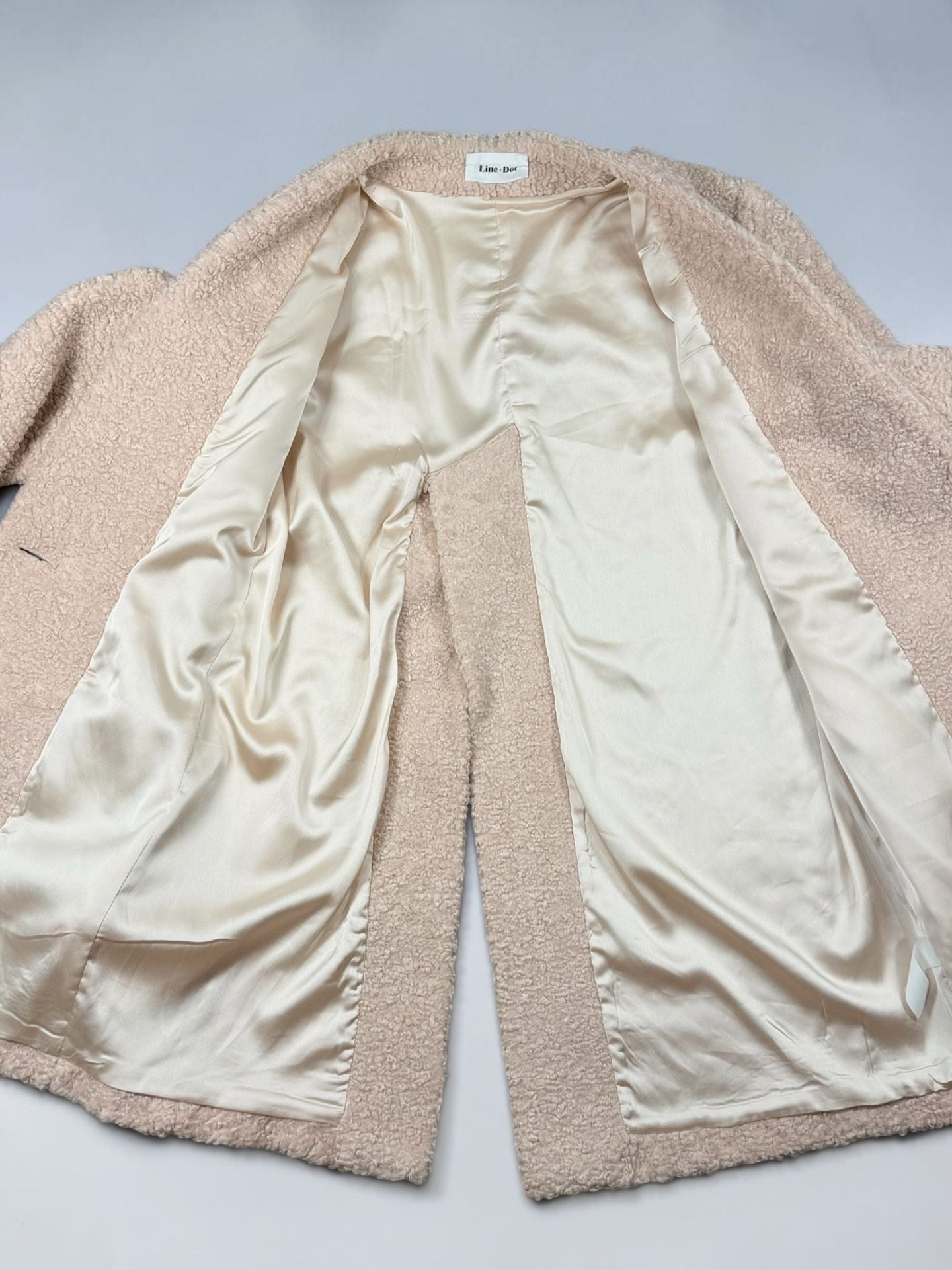 Line + Dot light pink Sherpa Fuzzy Teddy Coat Jacket Outerwear 5