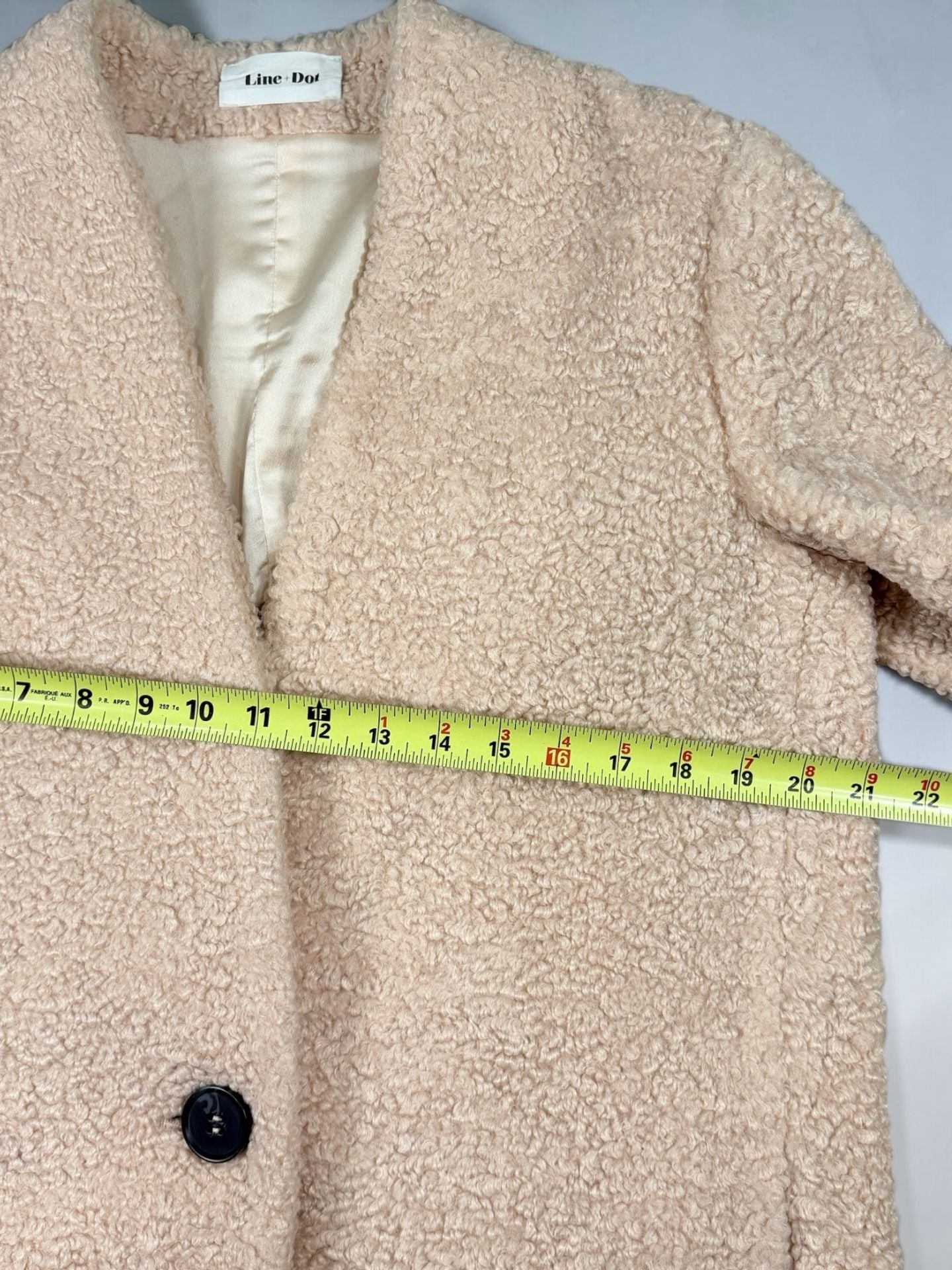 Line + Dot light pink Sherpa Fuzzy Teddy Coat Jacket Outerwear 6