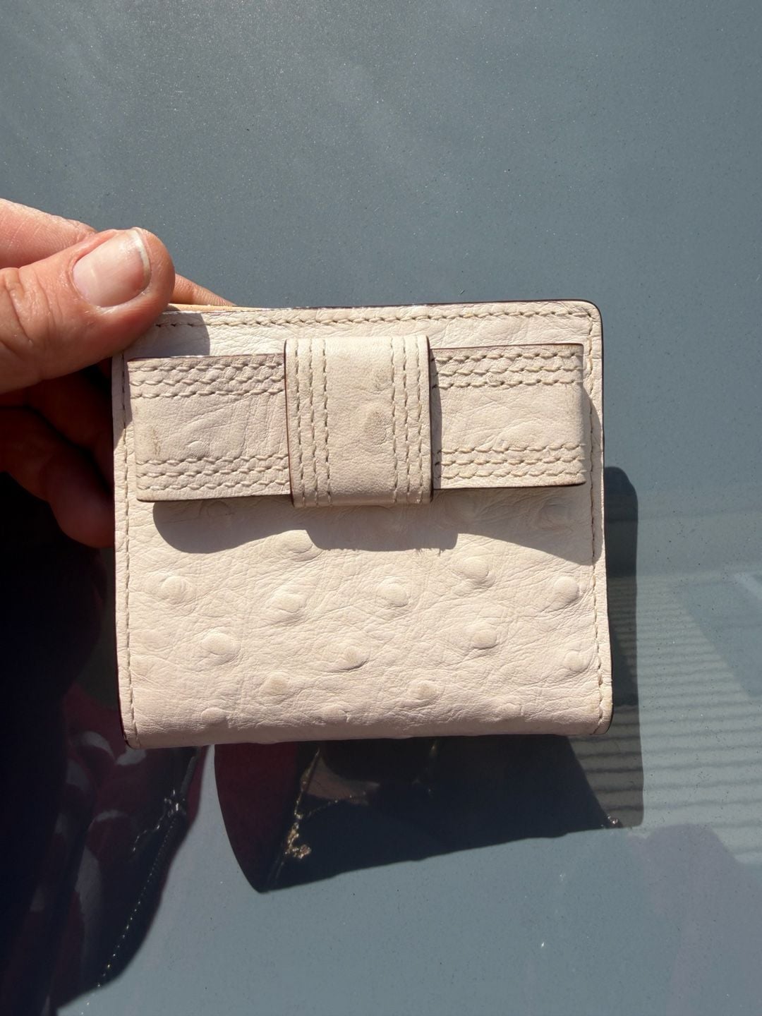 Kate Spade New York Ostrich Embossed Leather Wallet Cream 3
