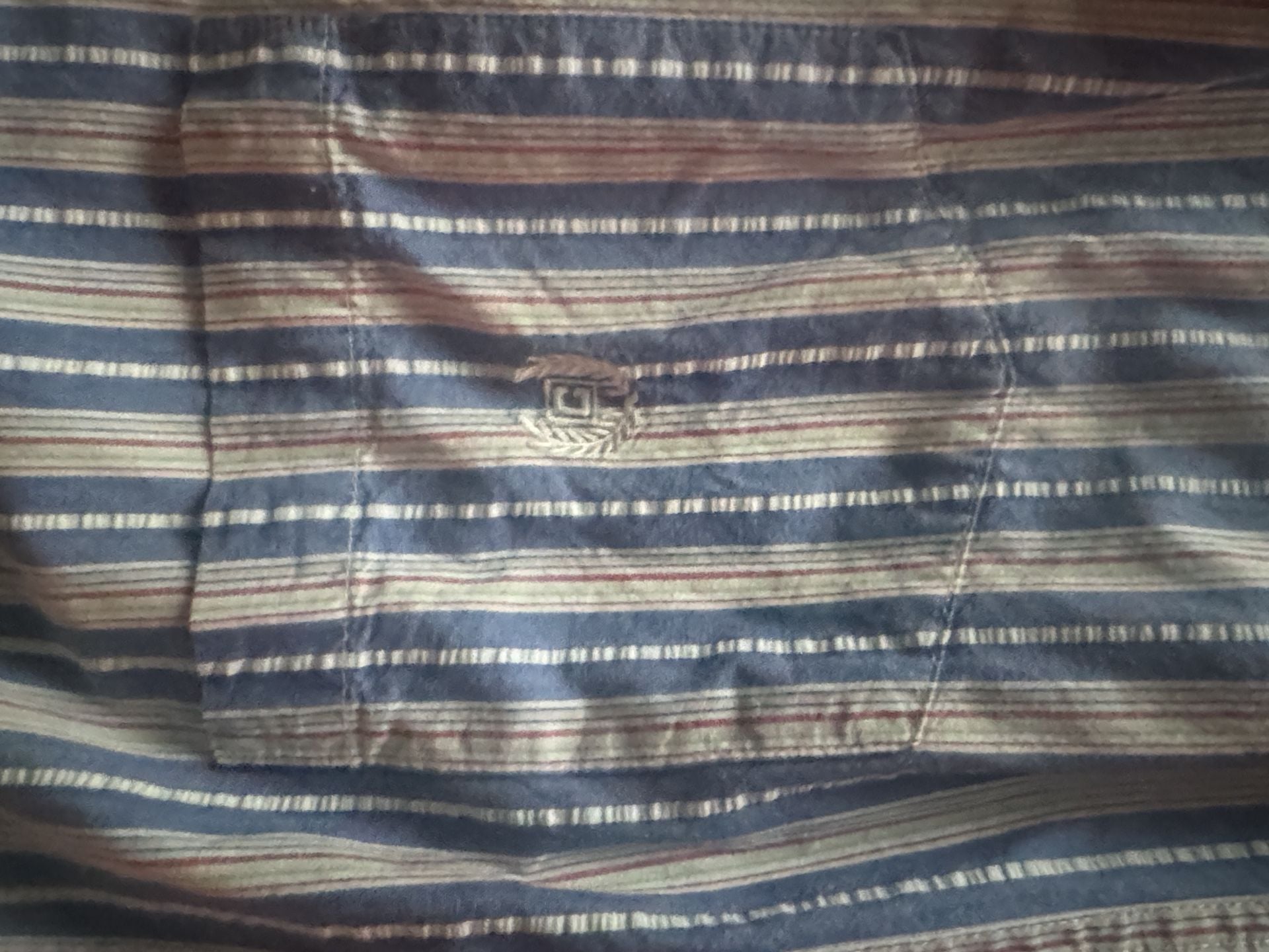 Chaps Short Sleeve Button-Down Shirt Size L Blue Striped Cotton 2