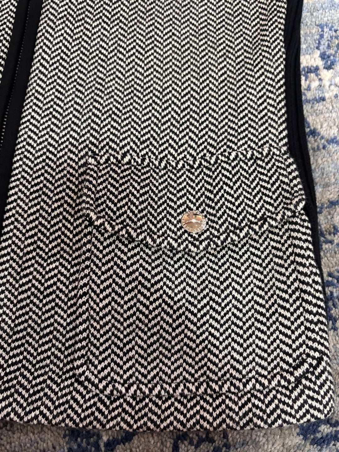LRL Ralph Lauren Herringbone Black IZip Sweater Vest M 4