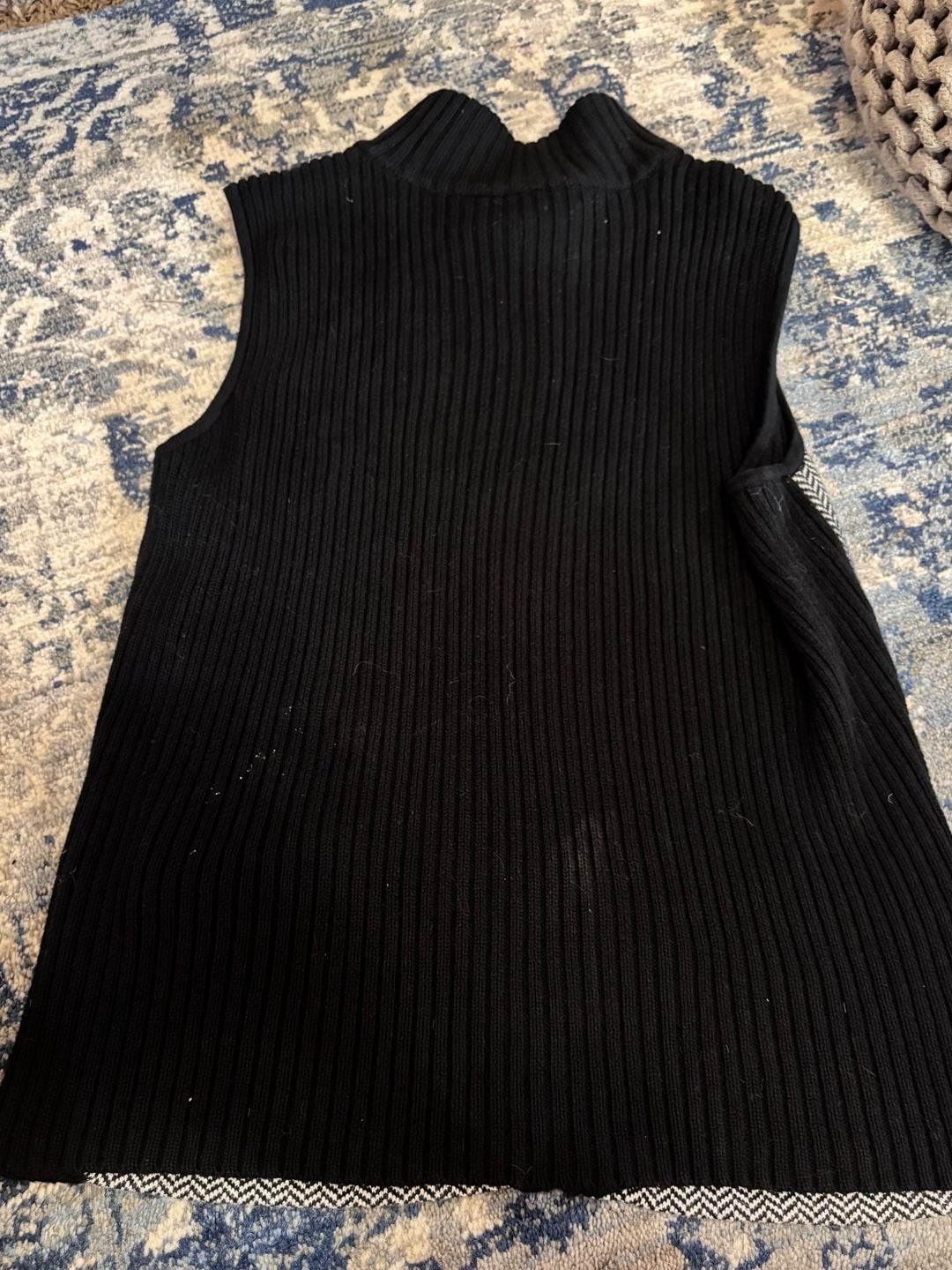 LRL Ralph Lauren Herringbone Black IZip Sweater Vest M 6