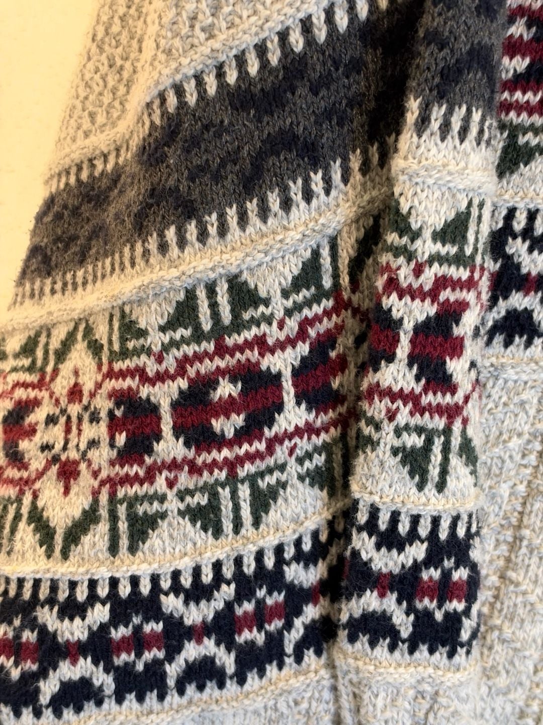 Croft & Barrow Pullover Sweater Size L Gray Fair Isle Cotton Blend 3
