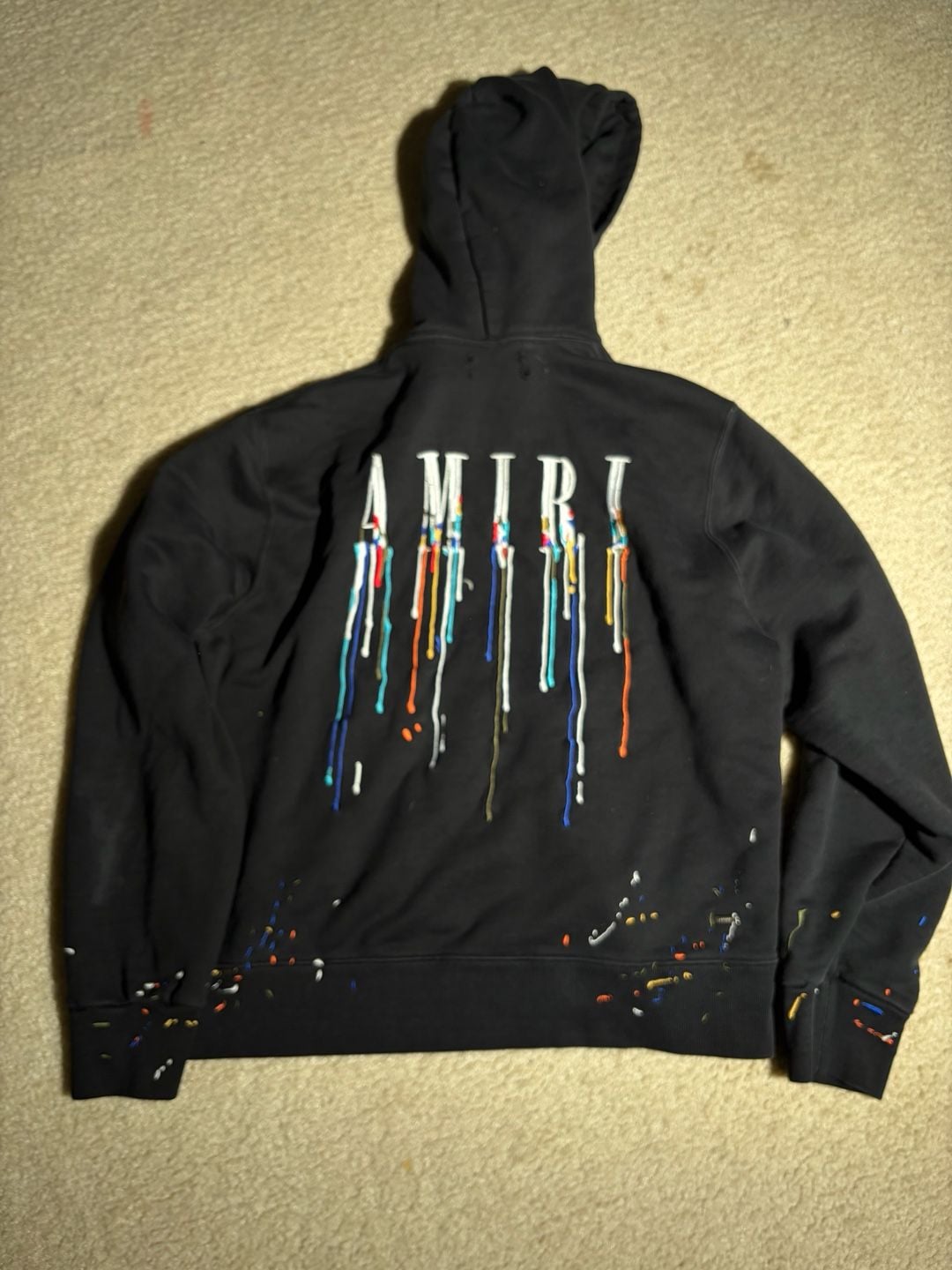 Amiri Paint Drip Logo Hoodie Black 2