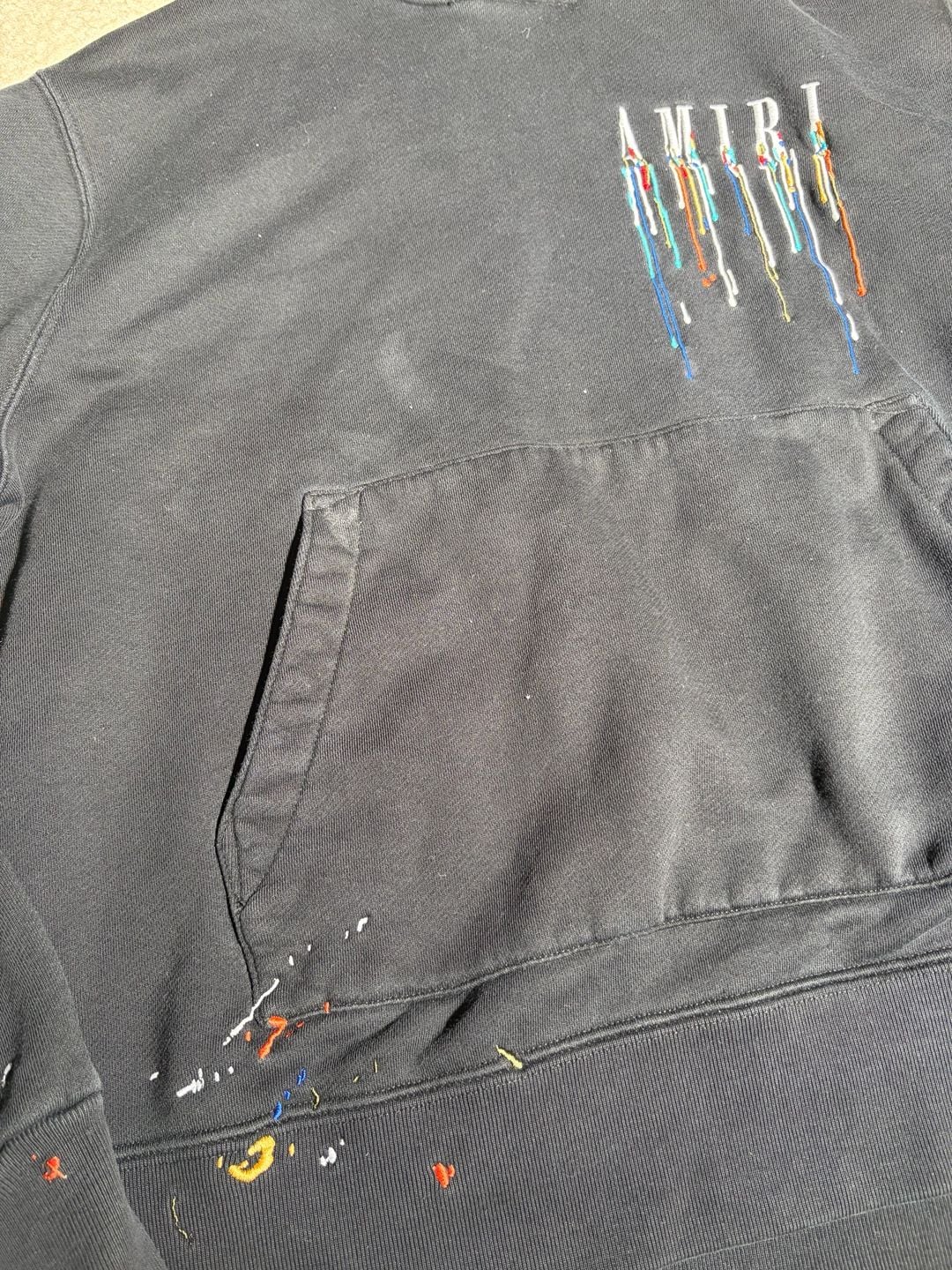 Amiri Paint Drip Logo Hoodie Black 4