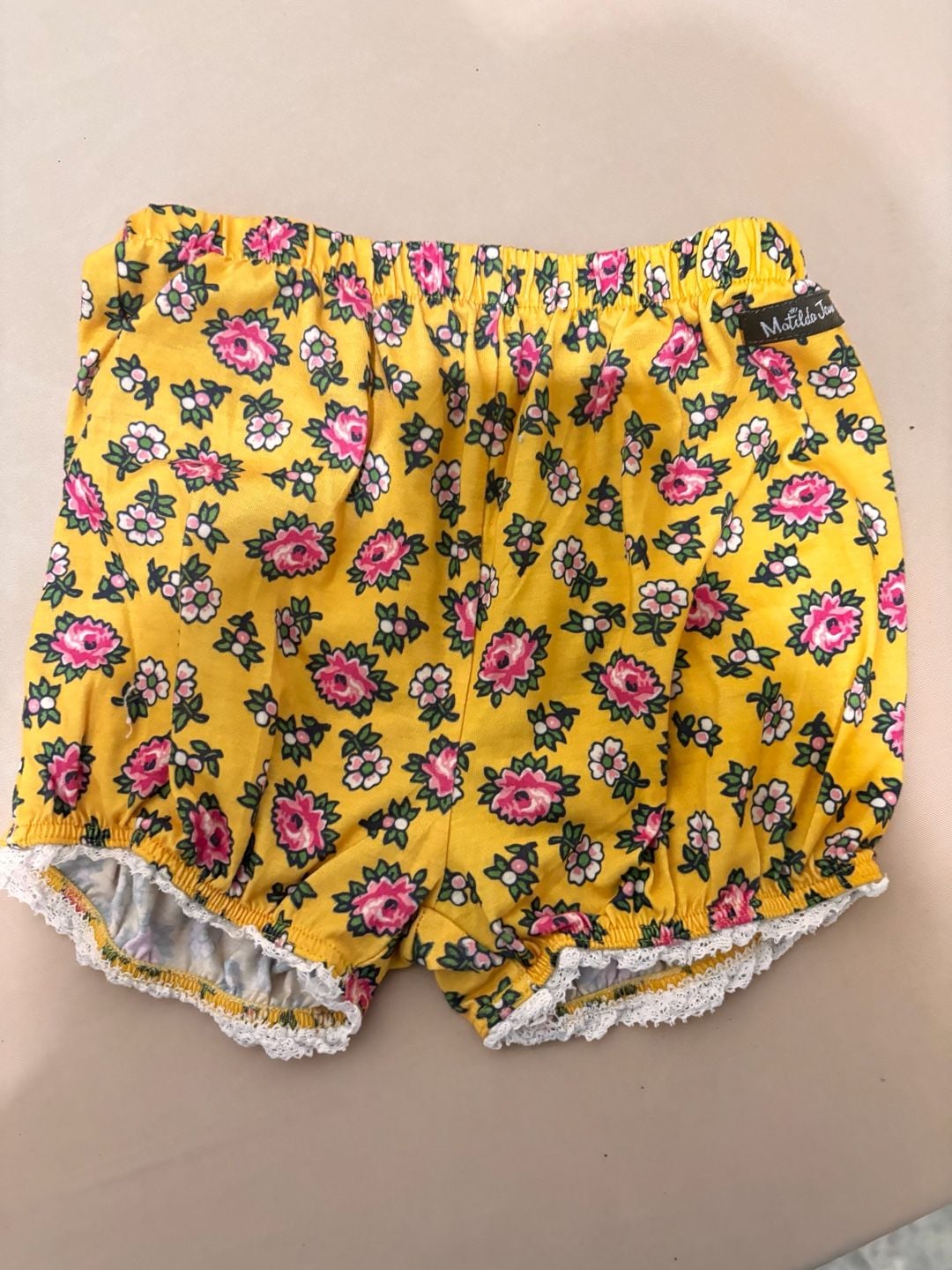 Matilda Jane Floral Ruffle Shorts Size 4 Yellow Pink 2