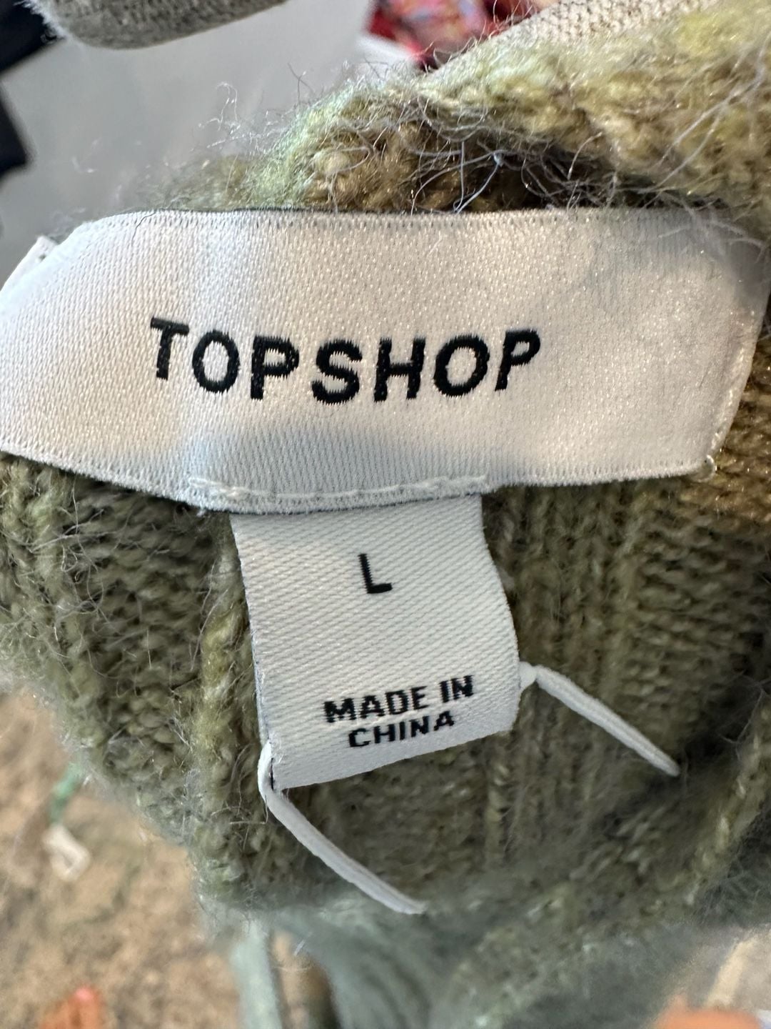NWT Topshop Ribbed Knit Mini Sweater Dress Size L Green Open Back 5