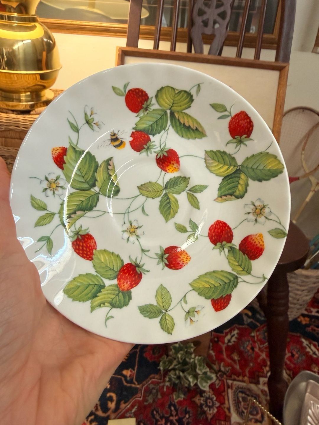 Strawberry Tea Cup & Saucer Set Roy Kirkham Vintage Fine Bone China England 5
