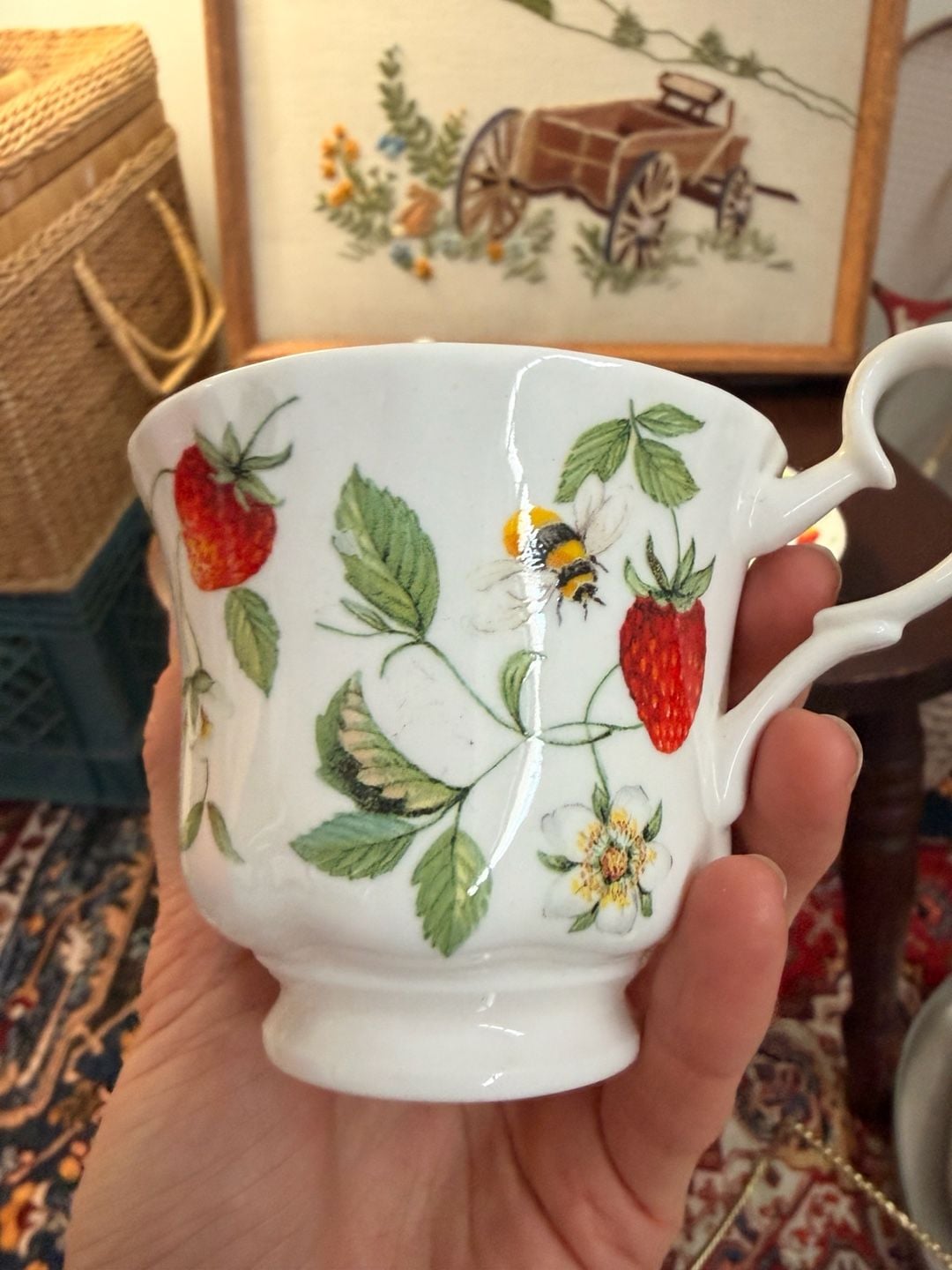 Strawberry Tea Cup & Saucer Set Roy Kirkham Vintage Fine Bone China England 7