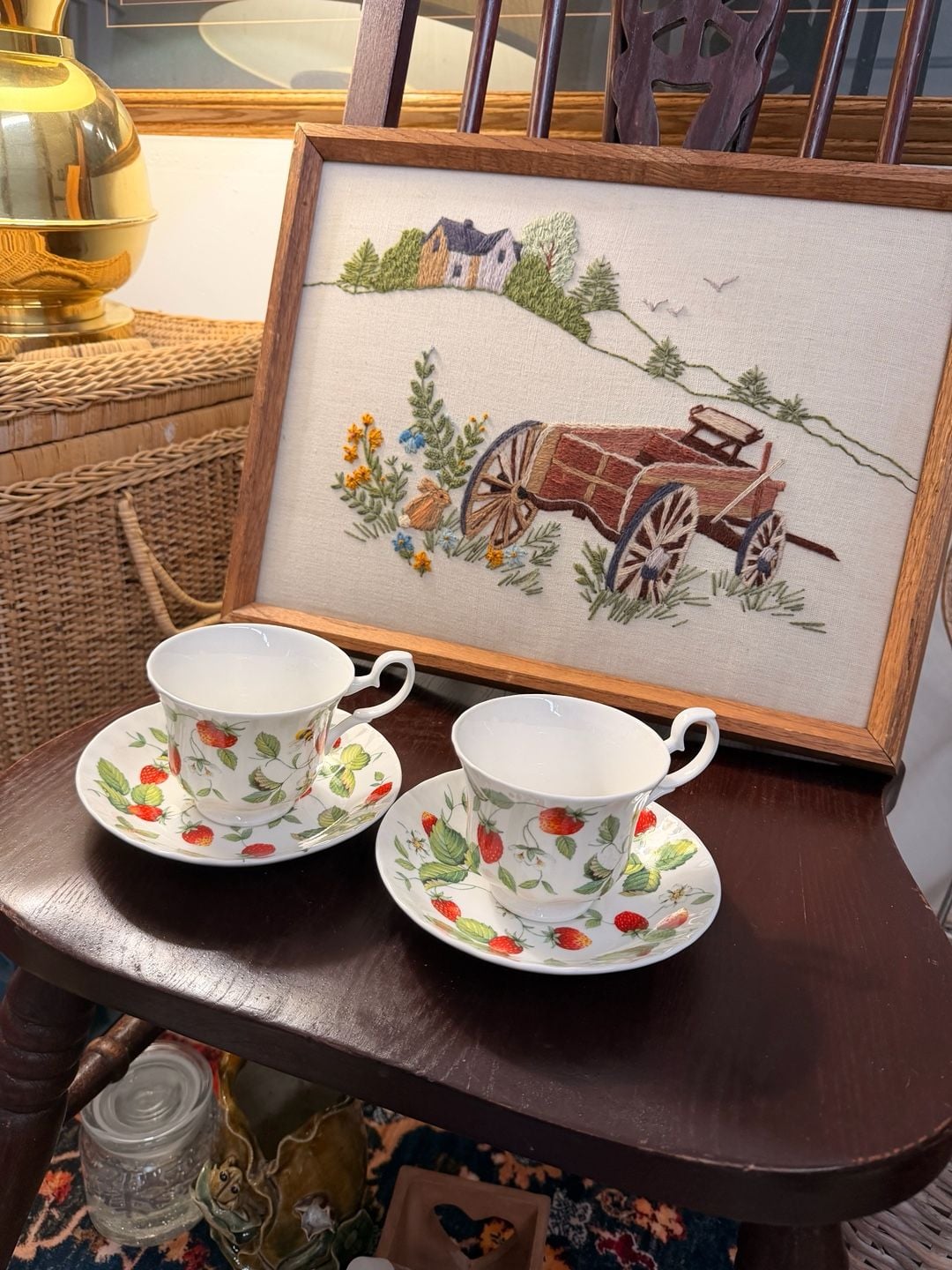 Strawberry Tea Cup & Saucer Set Roy Kirkham Vintage Fine Bone China England 9