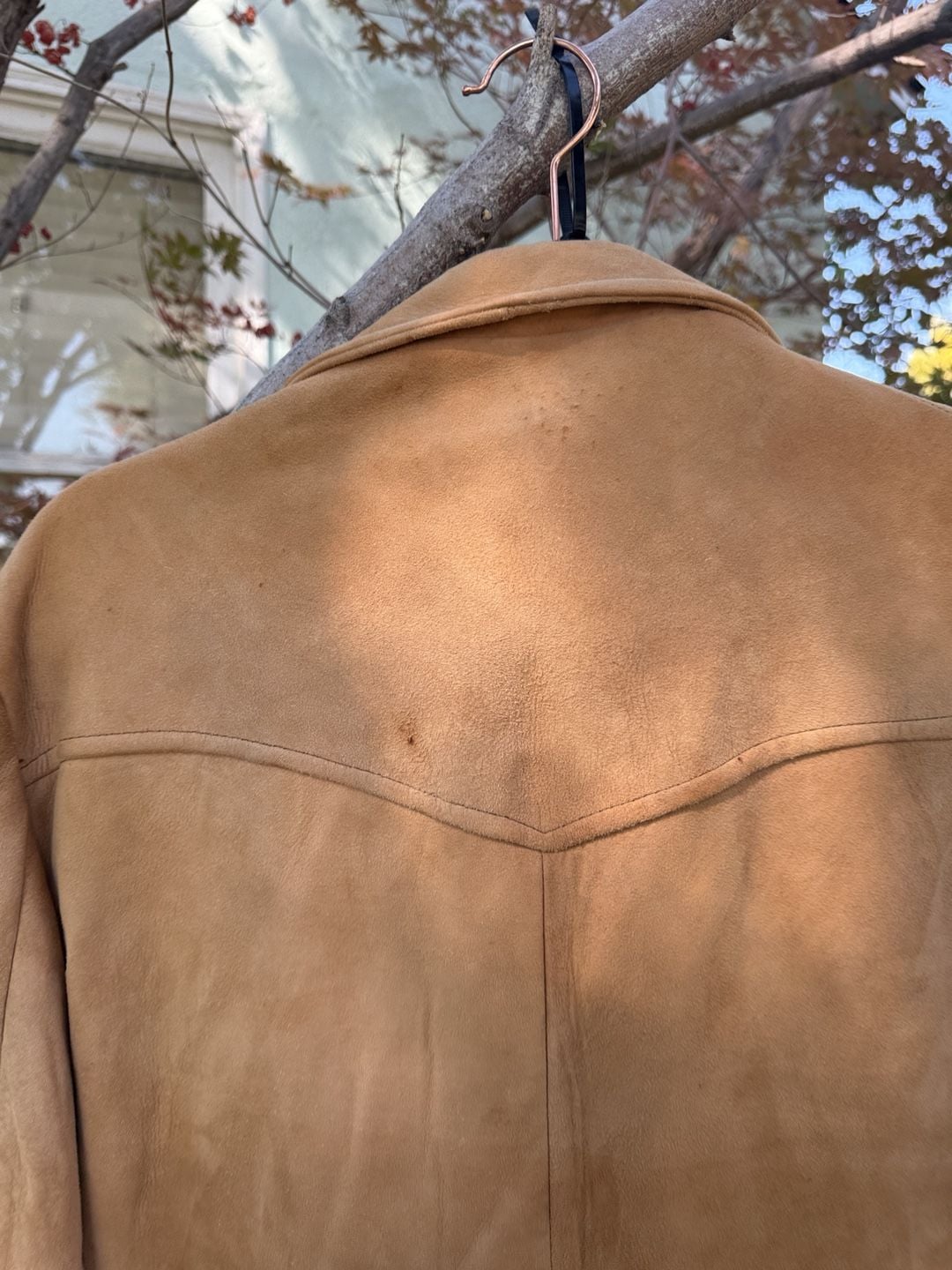 Womens (Mens) Puritan Vintage Suede Leather Western Blazer Jacket Tan Measurements in description 5