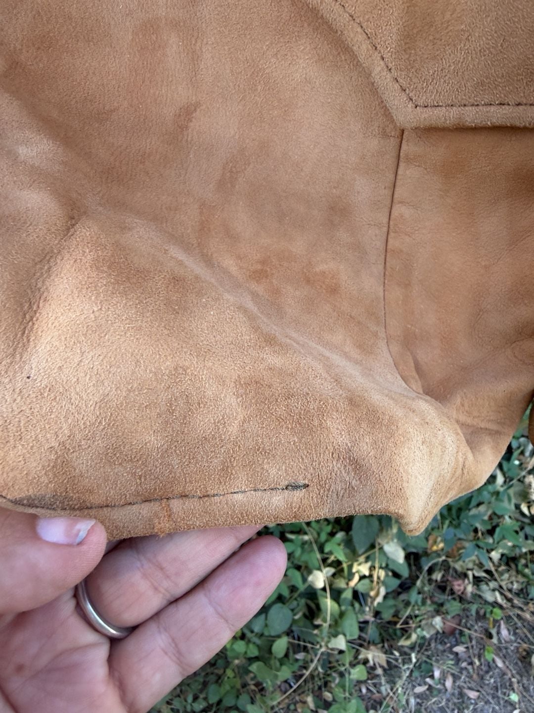 Womens (Mens) Puritan Vintage Suede Leather Western Blazer Jacket Tan Measurements in description 7