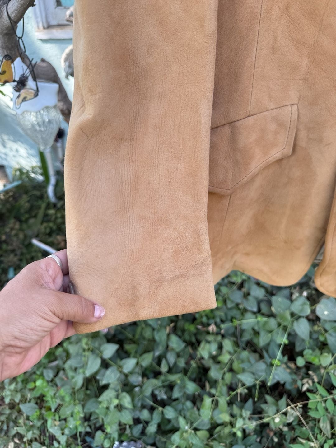 Womens (Mens) Puritan Vintage Suede Leather Western Blazer Jacket Tan Measurements in description 8