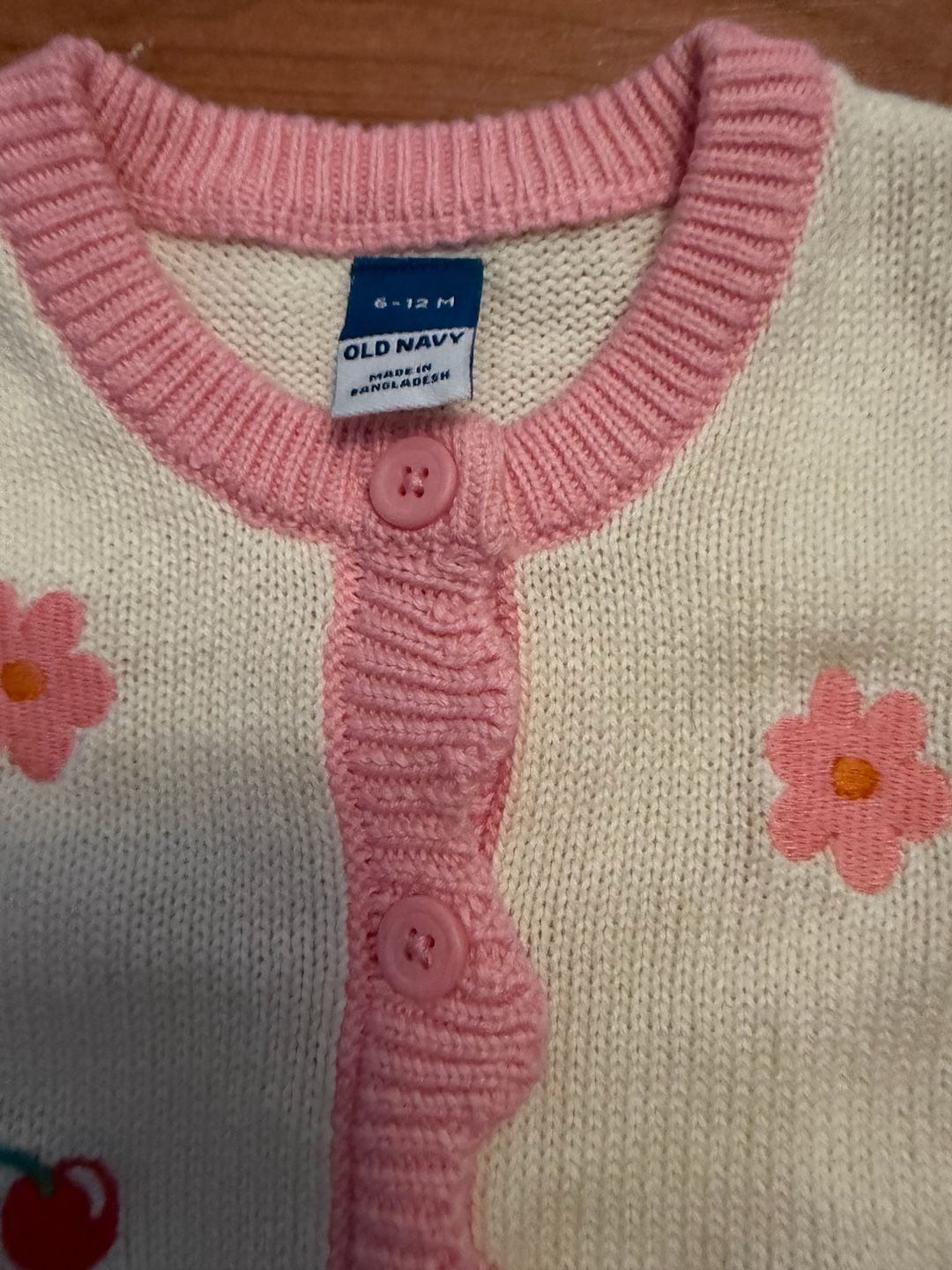 Baby Gap Cardigan Size 6-12M White Fruit Floral Knit Sweater 4