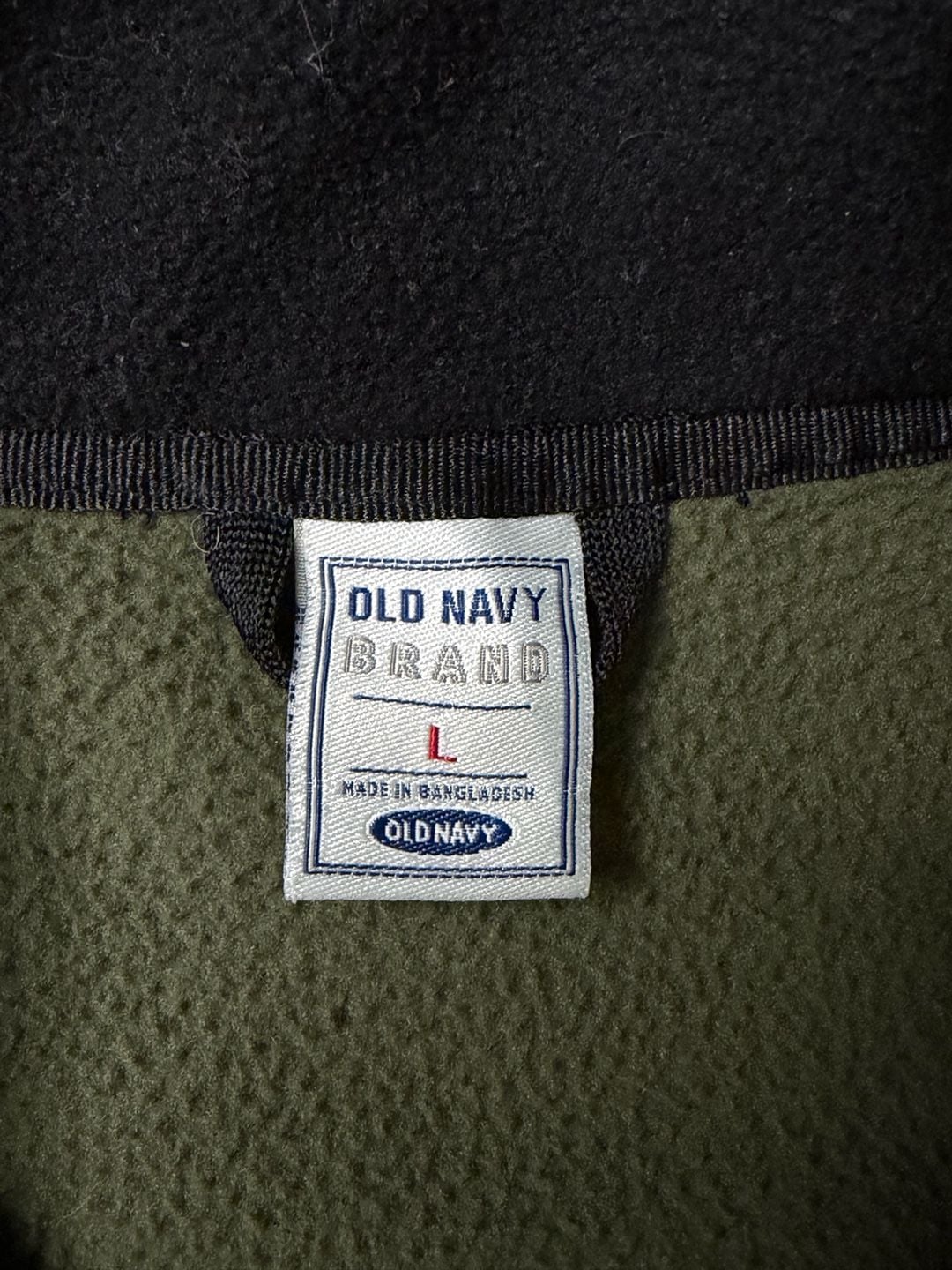 Vintage Old Navy 1/4 Zip Fleece Pullover Spell Out Size L Green Embroidered Logo 4