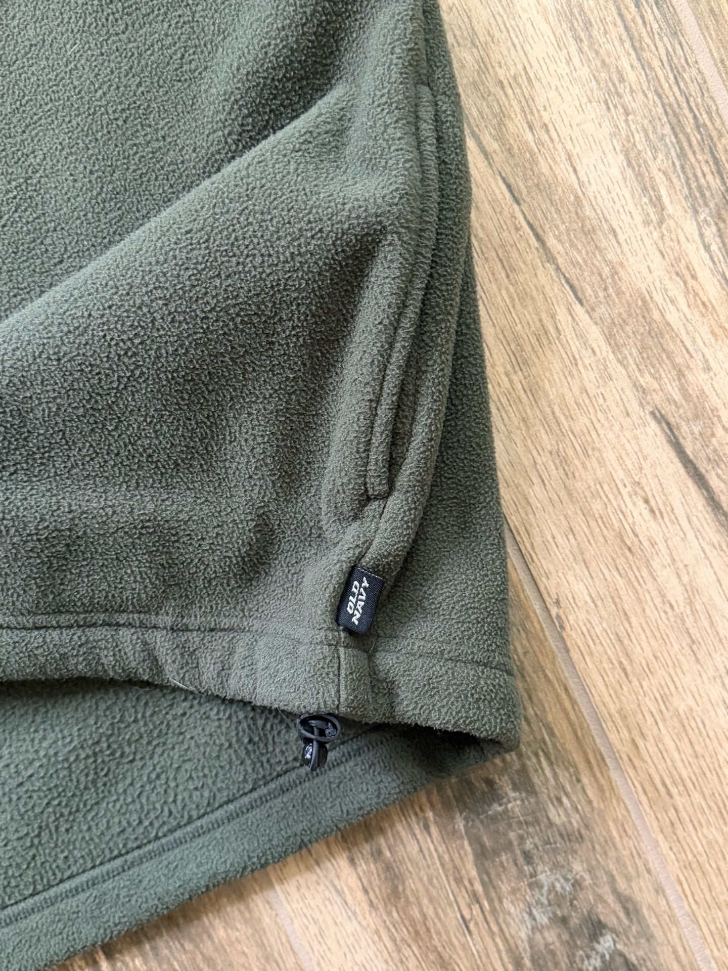 Vintage Old Navy 1/4 Zip Fleece Pullover Spell Out Size L Green Embroidered Logo 6
