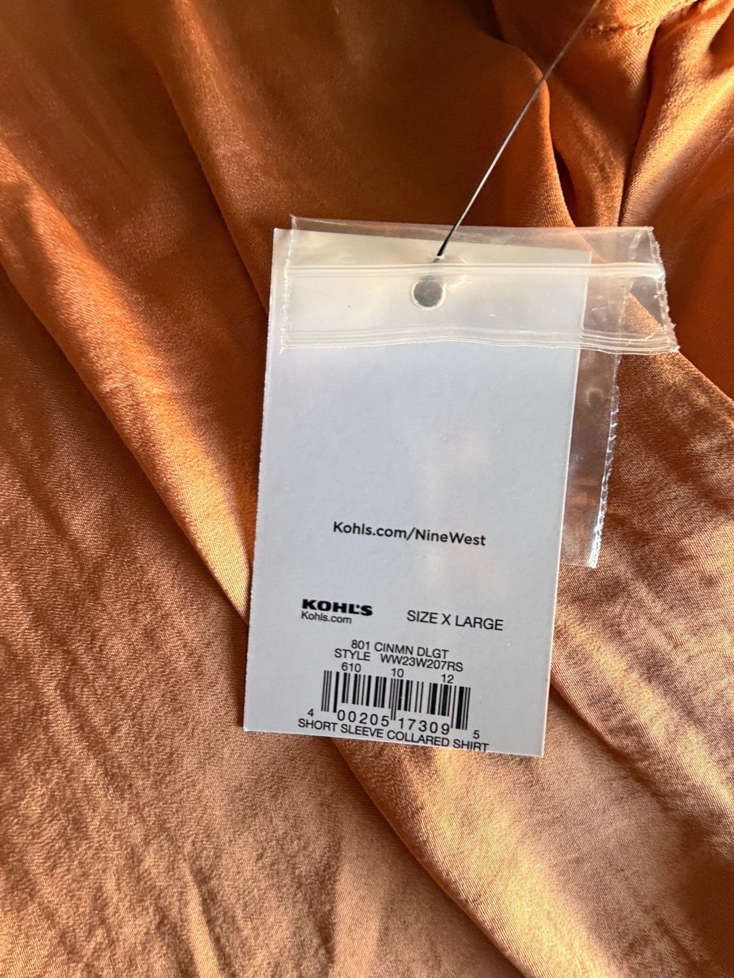 Nine West Short Sleeve Collared Shirt Size XL Cinnamon 4