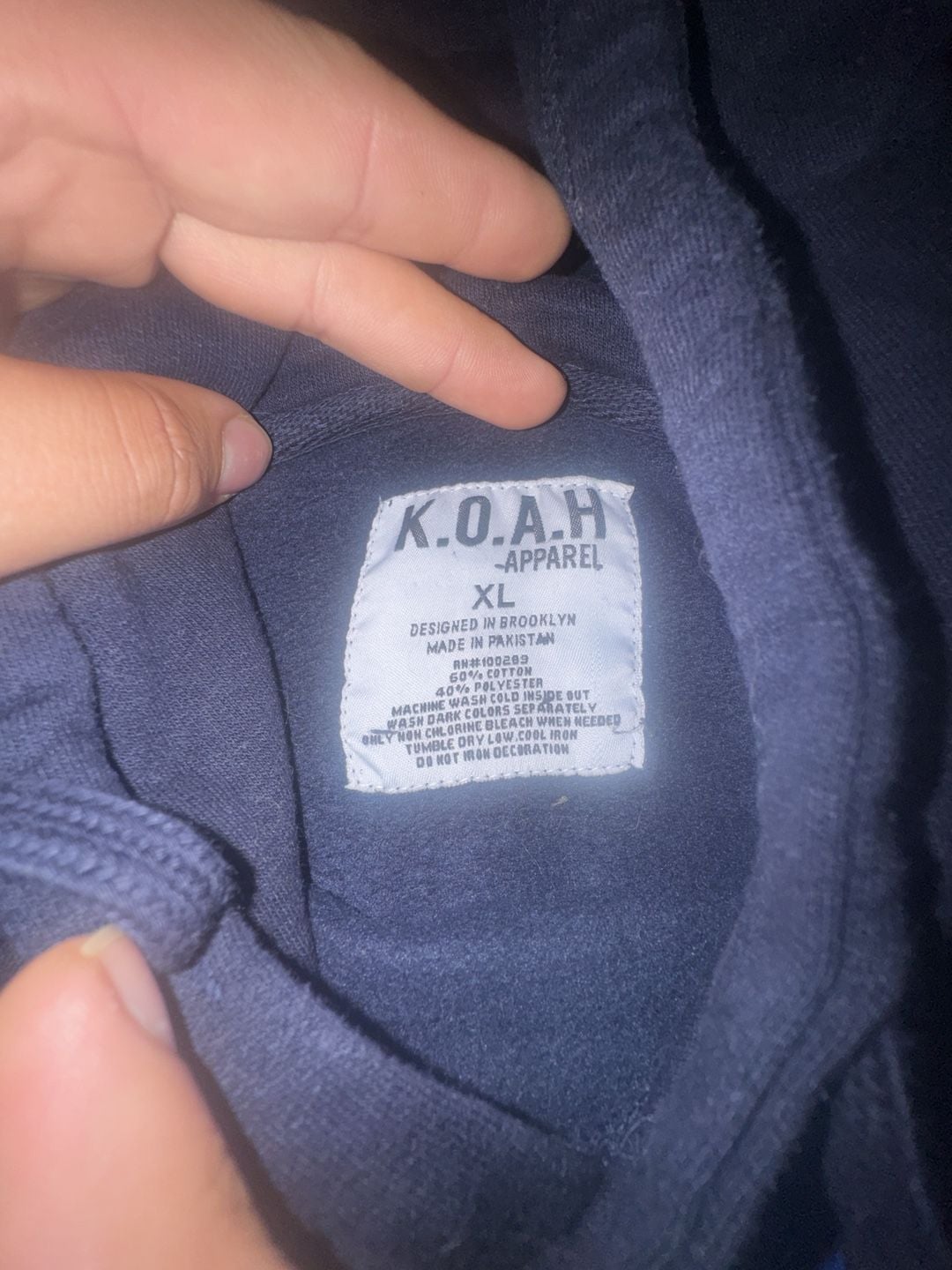 K.O.A.H. Apparel New York Hoodie Navy Blue Size XL 2