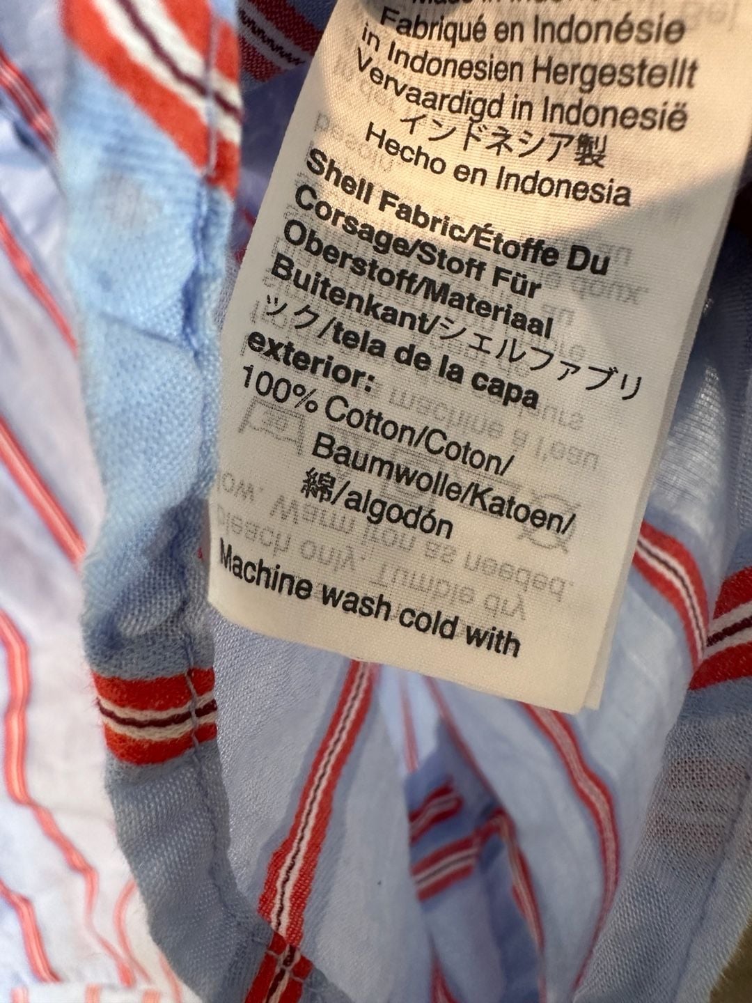 100% Cotton Madewell Short Sleeve Button Up Shirt Size S Blue Red Striped 4