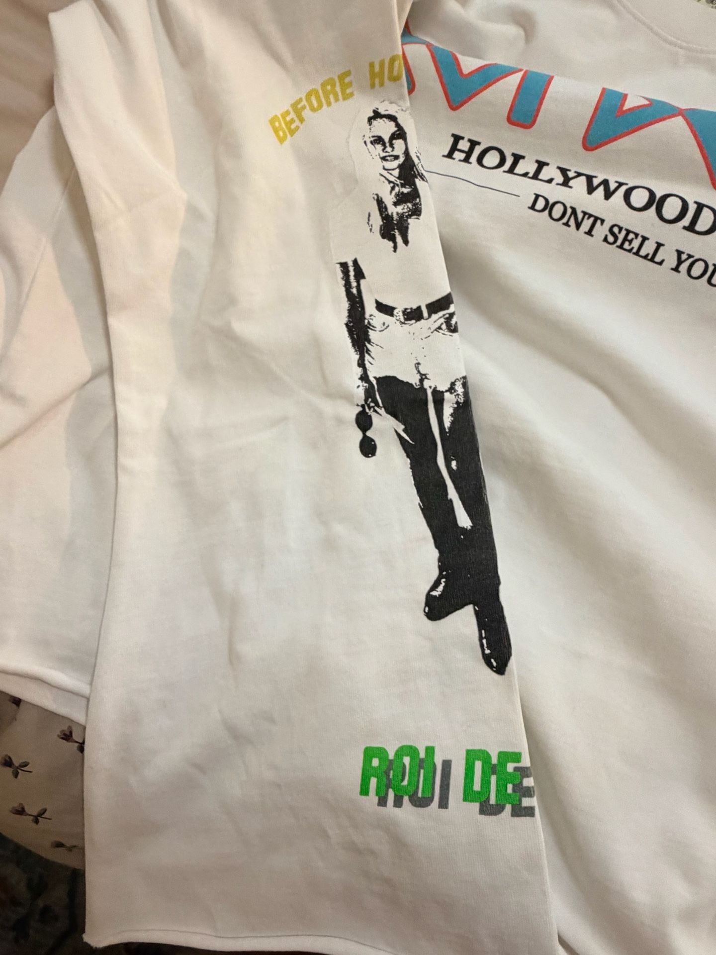 Roi De Tout Hollywood Warning Long Sleeve Graphic Tee White 3