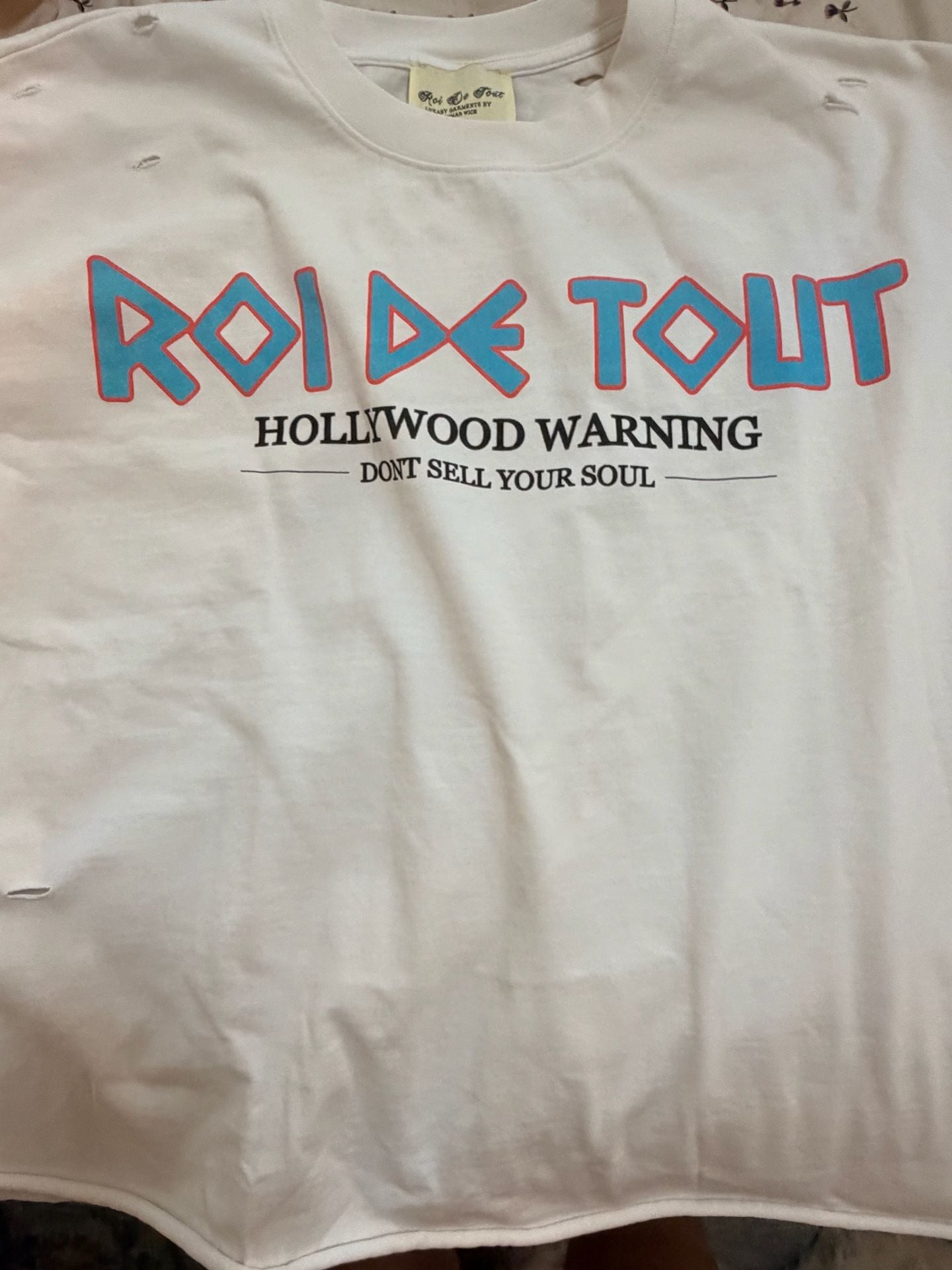 Roi De Tout Hollywood Warning Long Sleeve Graphic Tee White 5