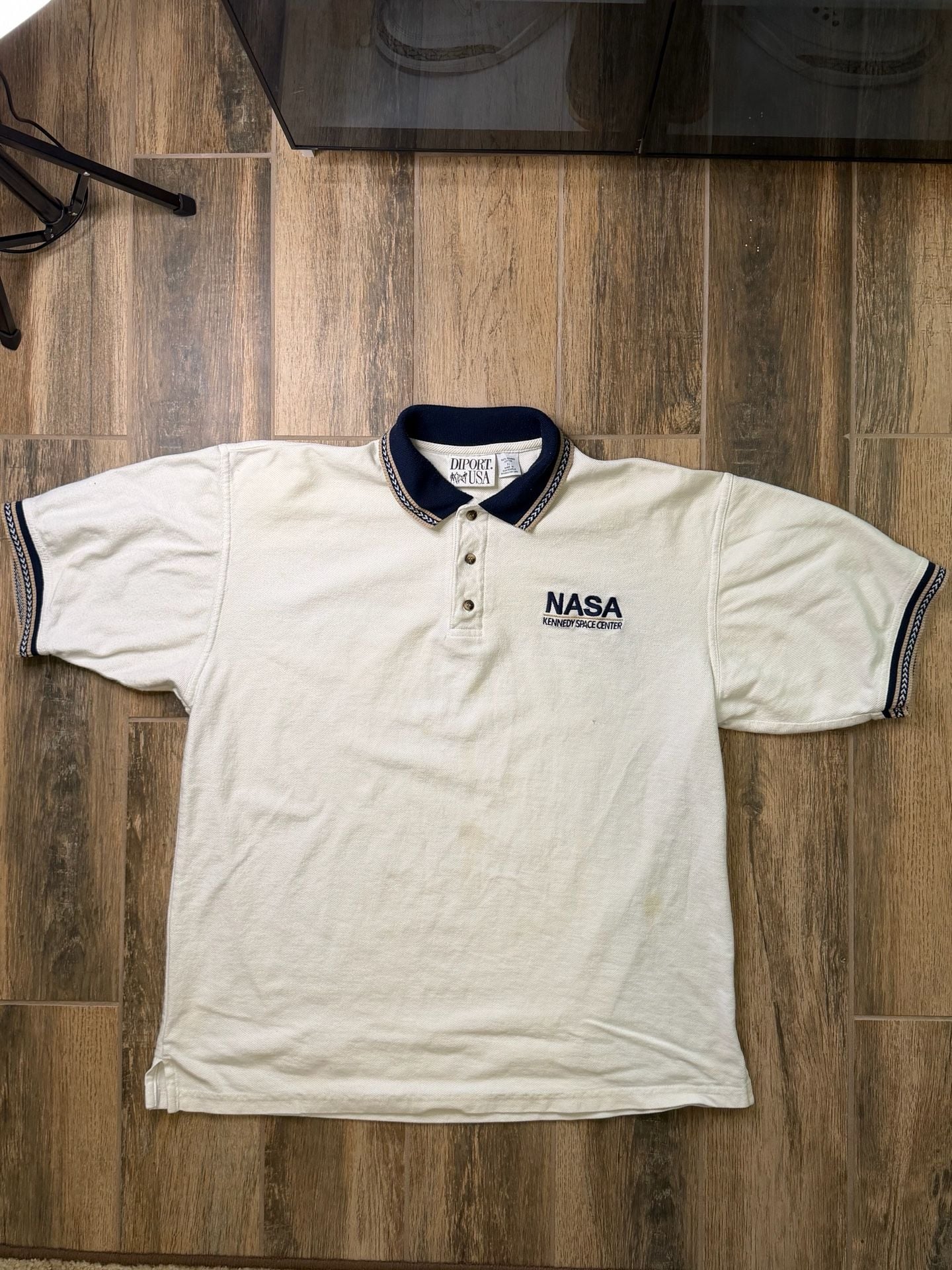 Vintage USA NASA Kennedy Space Center Polo Shirt Size XL White 3
