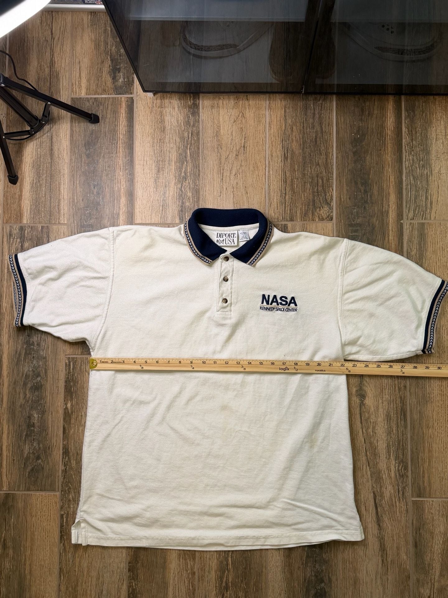 Vintage USA NASA Kennedy Space Center Polo Shirt Size XL White 7