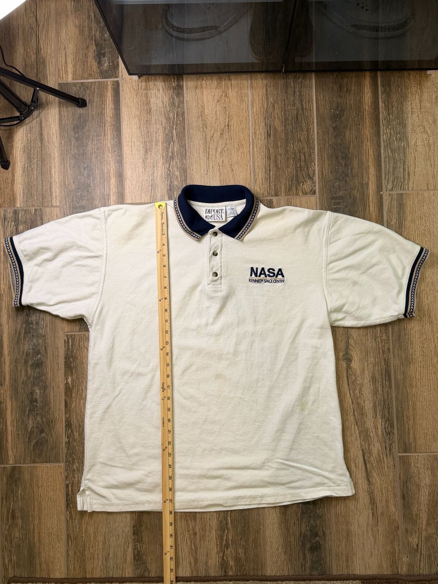 Vintage USA NASA Kennedy Space Center Polo Shirt Size XL White 8