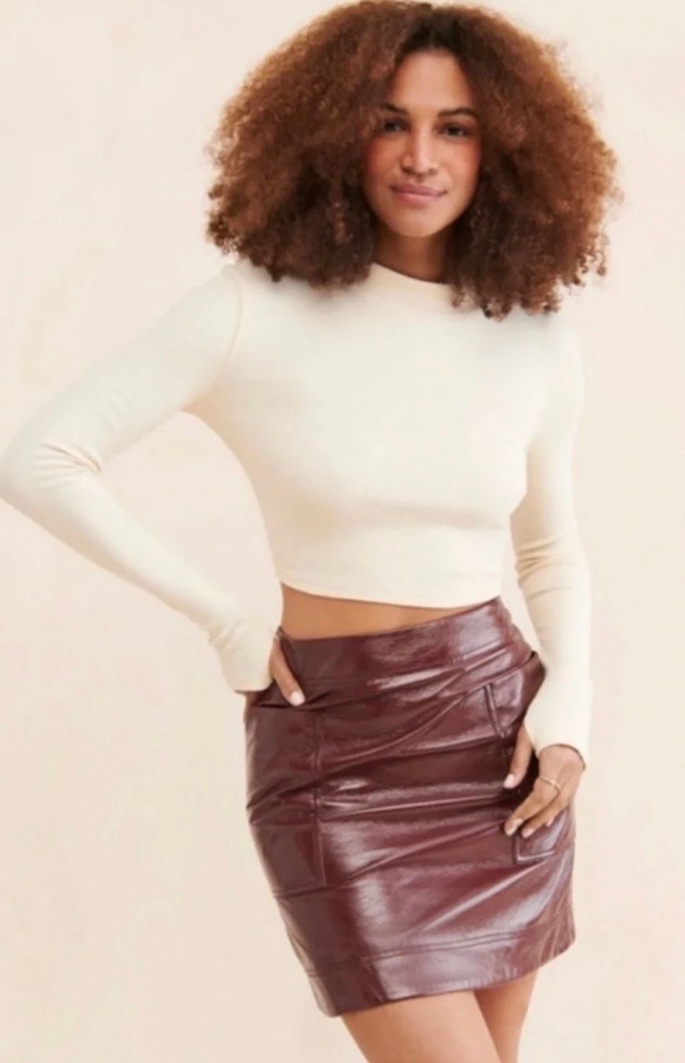 Pilcro Faux Leather Skirt Brown 2