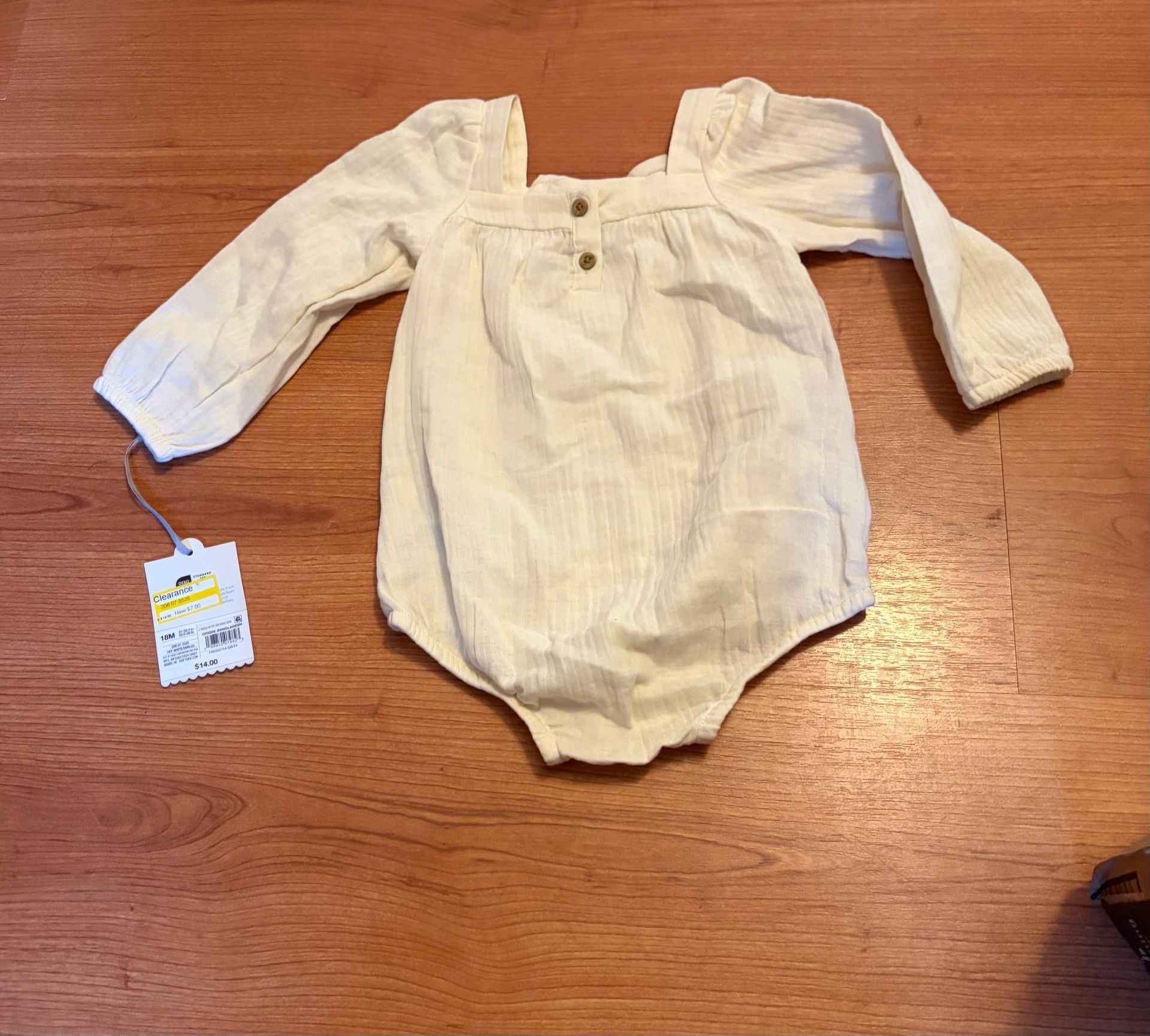 Cat & Jack Long Sleeve Bubble Romper Size 18M Off White 3