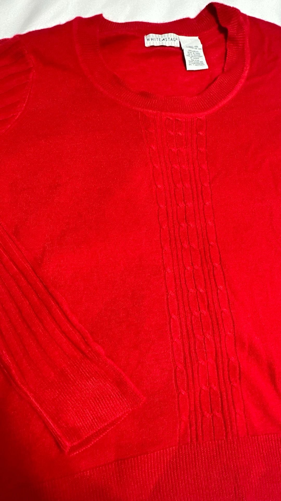 White Stag Red Cable Knit Sweater Size L 3