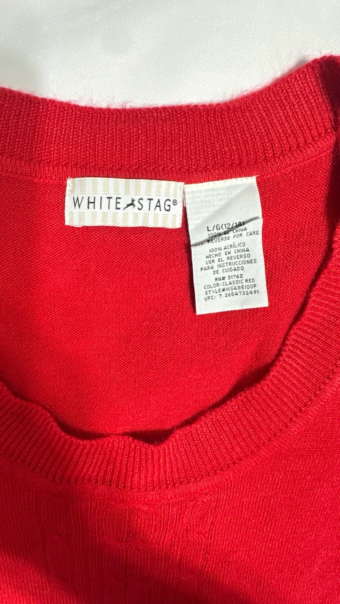 White Stag Red Cable Knit Sweater Size L 4