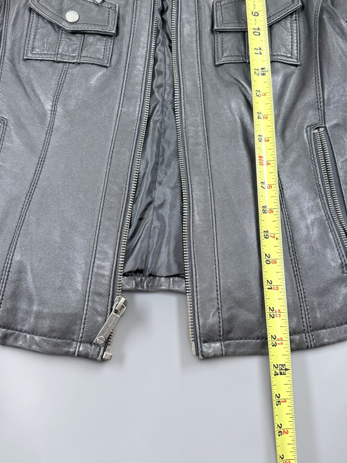 Women’s Vintage Michael Kors Leather Motorcycle Jacket Size S Black Biker Zip 8