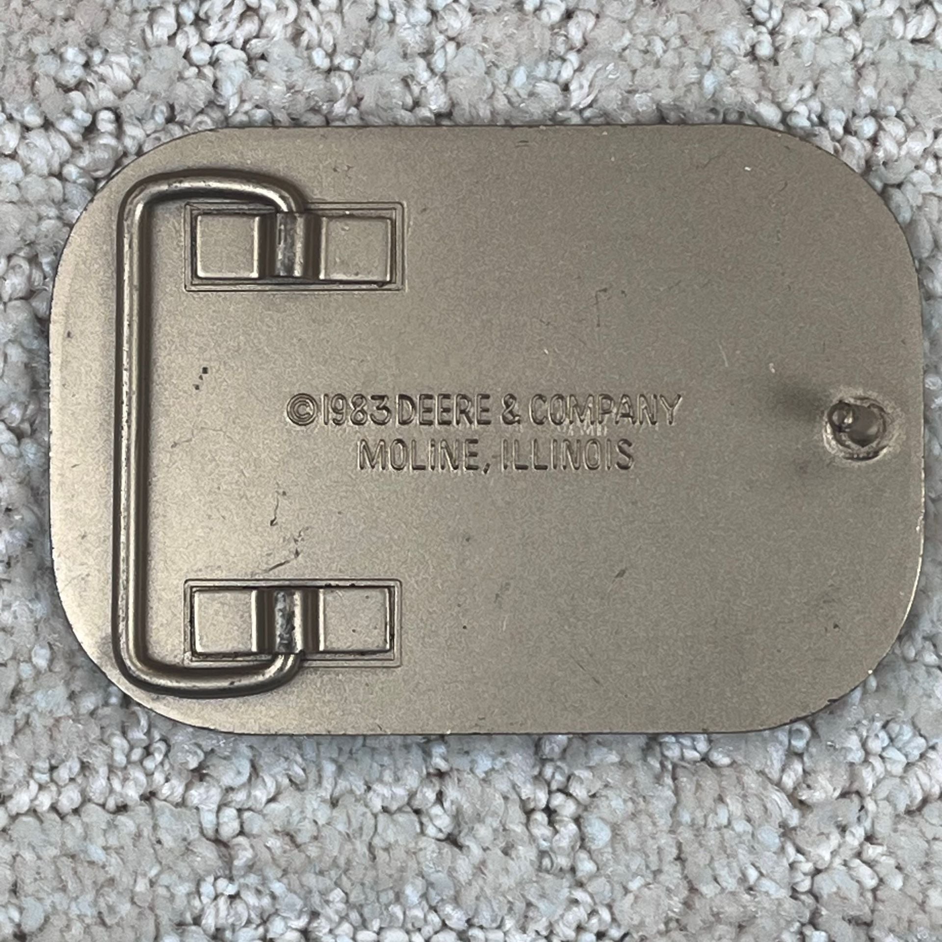 Vintage 1983 John Deere Backhoe Tractor Brass Belt Buckle 2