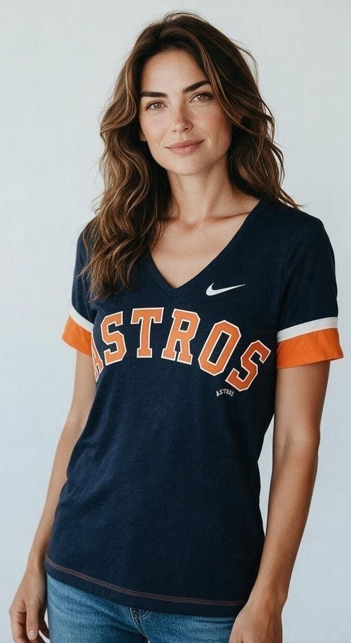 Nike Houston Astros MLB Dri-Fit V-Neck T-Shirt Size M Navy 2