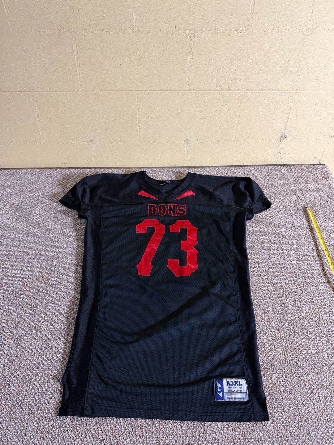 Garb Athletics Dons #73 Football Jersey Size A3XL Black Red 2