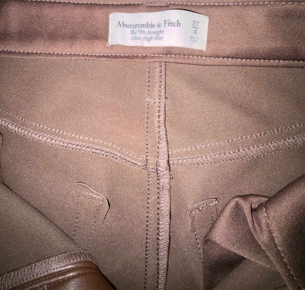 Abercrombie & Fitch Faux Leather Pants 27/4S Brown 90s Straight Ultra High Rise 5