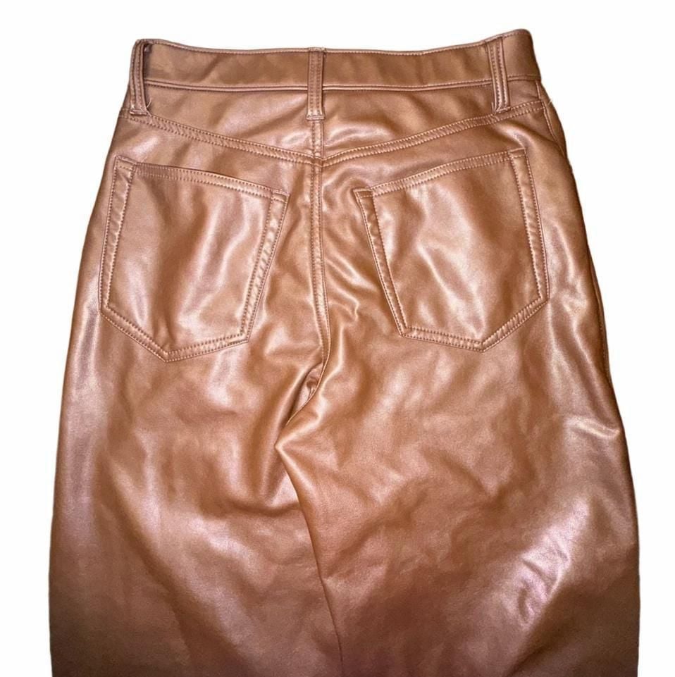 Abercrombie & Fitch Faux Leather Pants 27/4S Brown 90s Straight Ultra High Rise 4