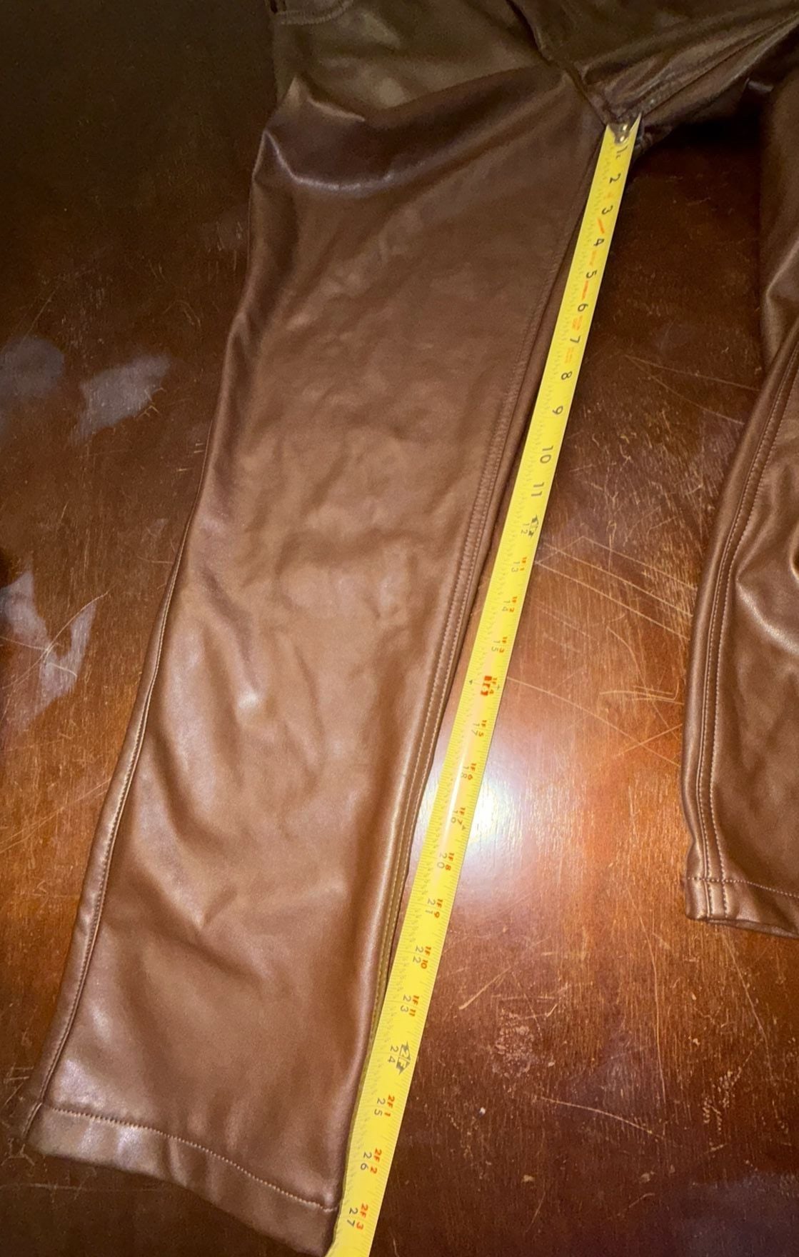 Abercrombie & Fitch Faux Leather Pants 27/4S Brown 90s Straight Ultra High Rise 8
