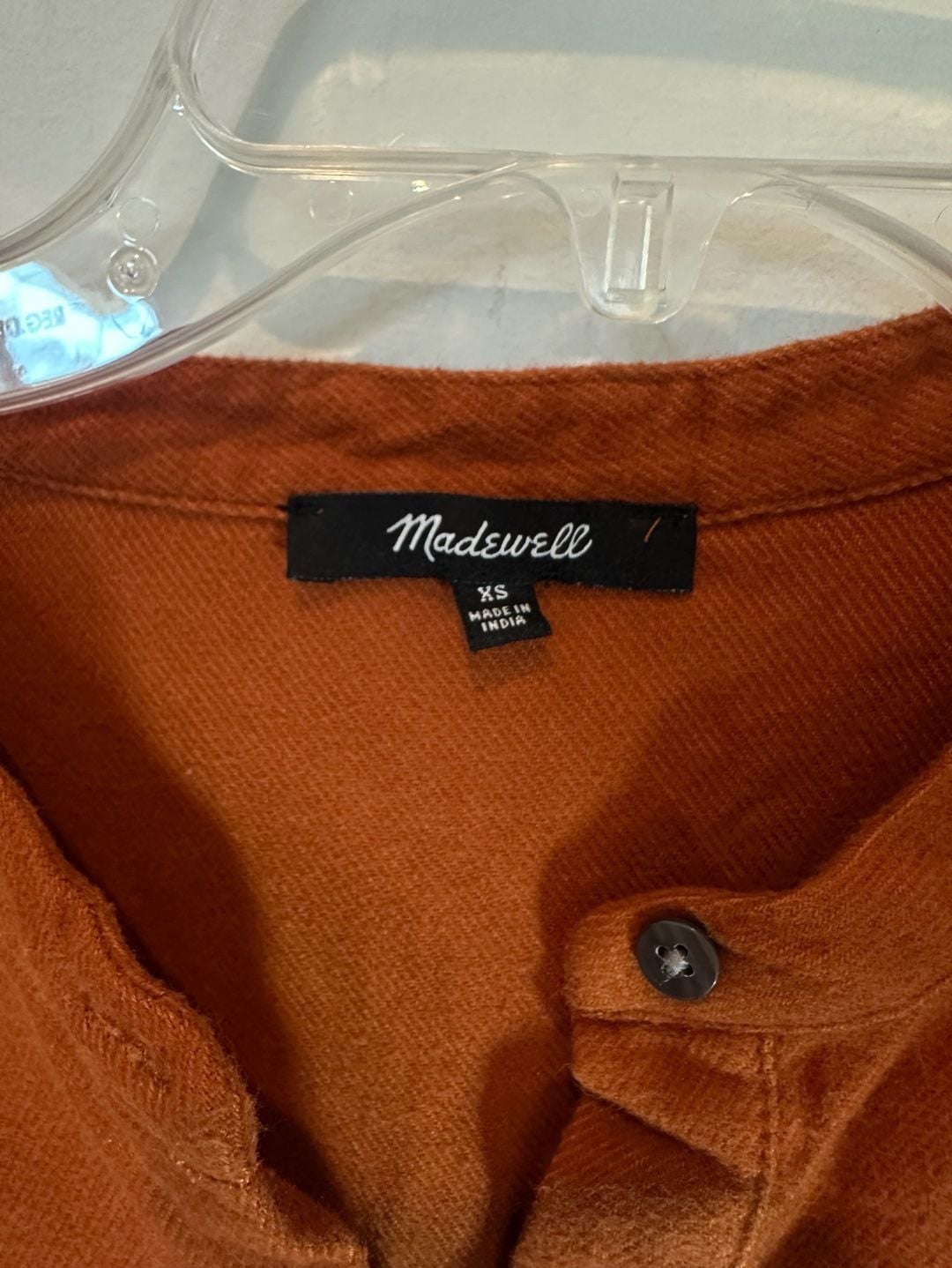 100% Cotton Madewell Tiered Mini Dress Size XS Rust Brown Long Sleeve Button Front 3