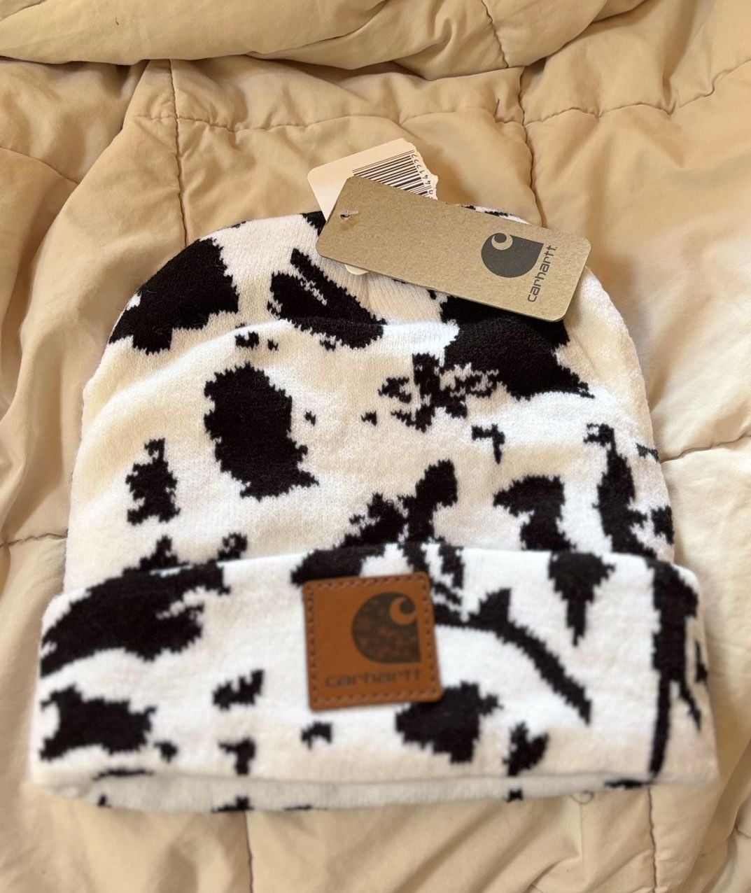 Carhartt Cow Print Beanie Hat Black White New With Tags 2